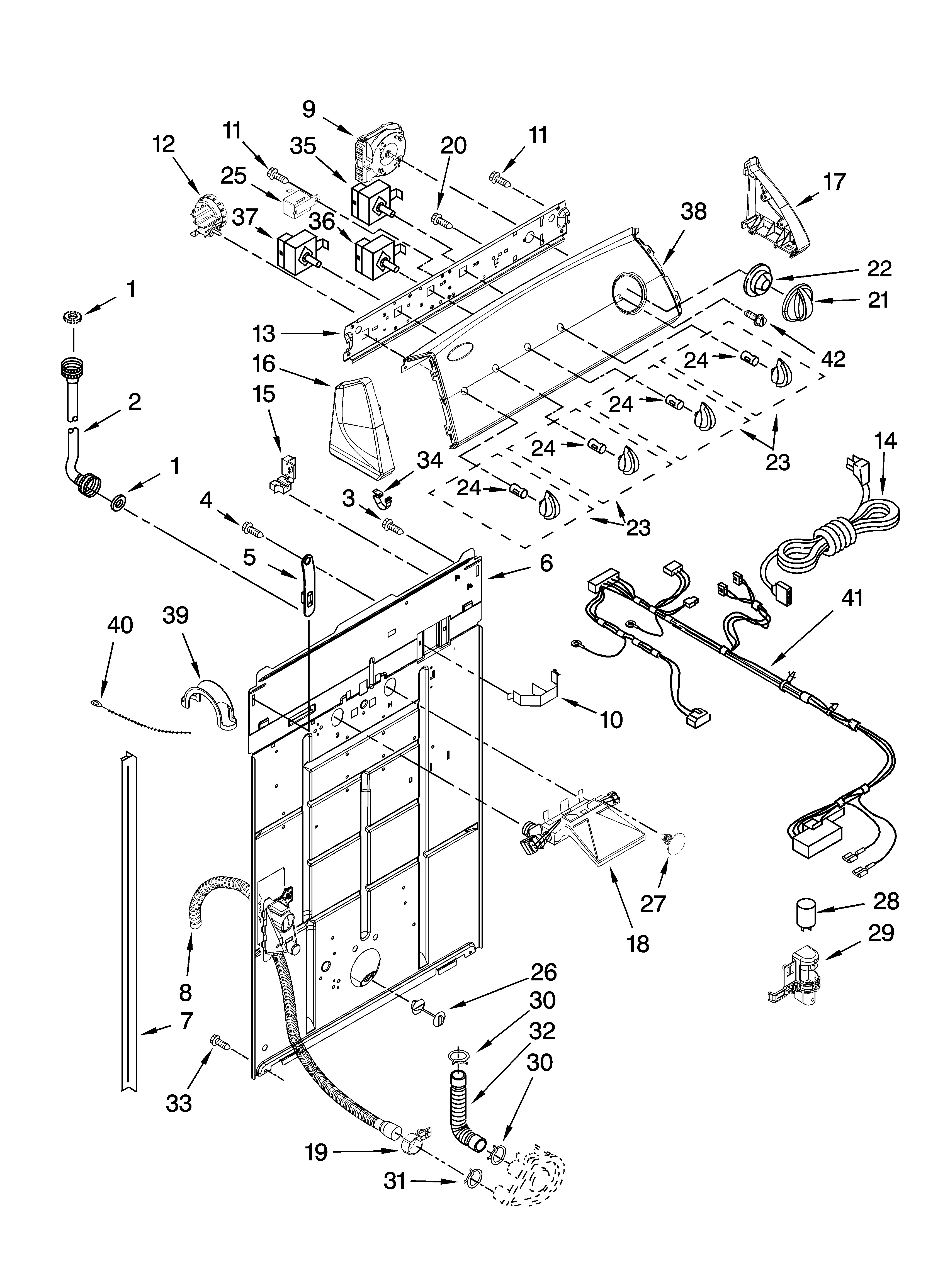 Controls and rear panel parts