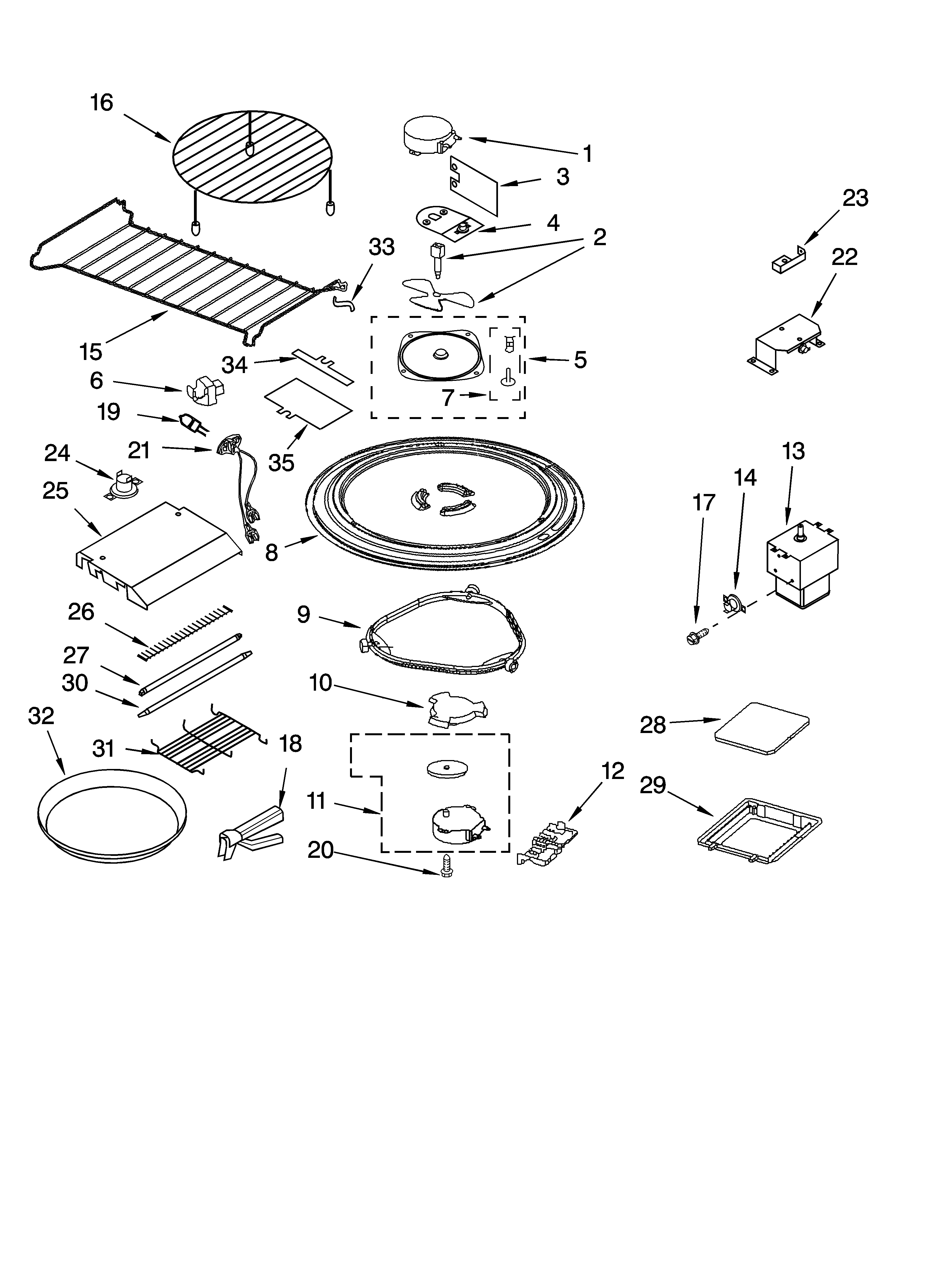 Magnetron and turntable parts