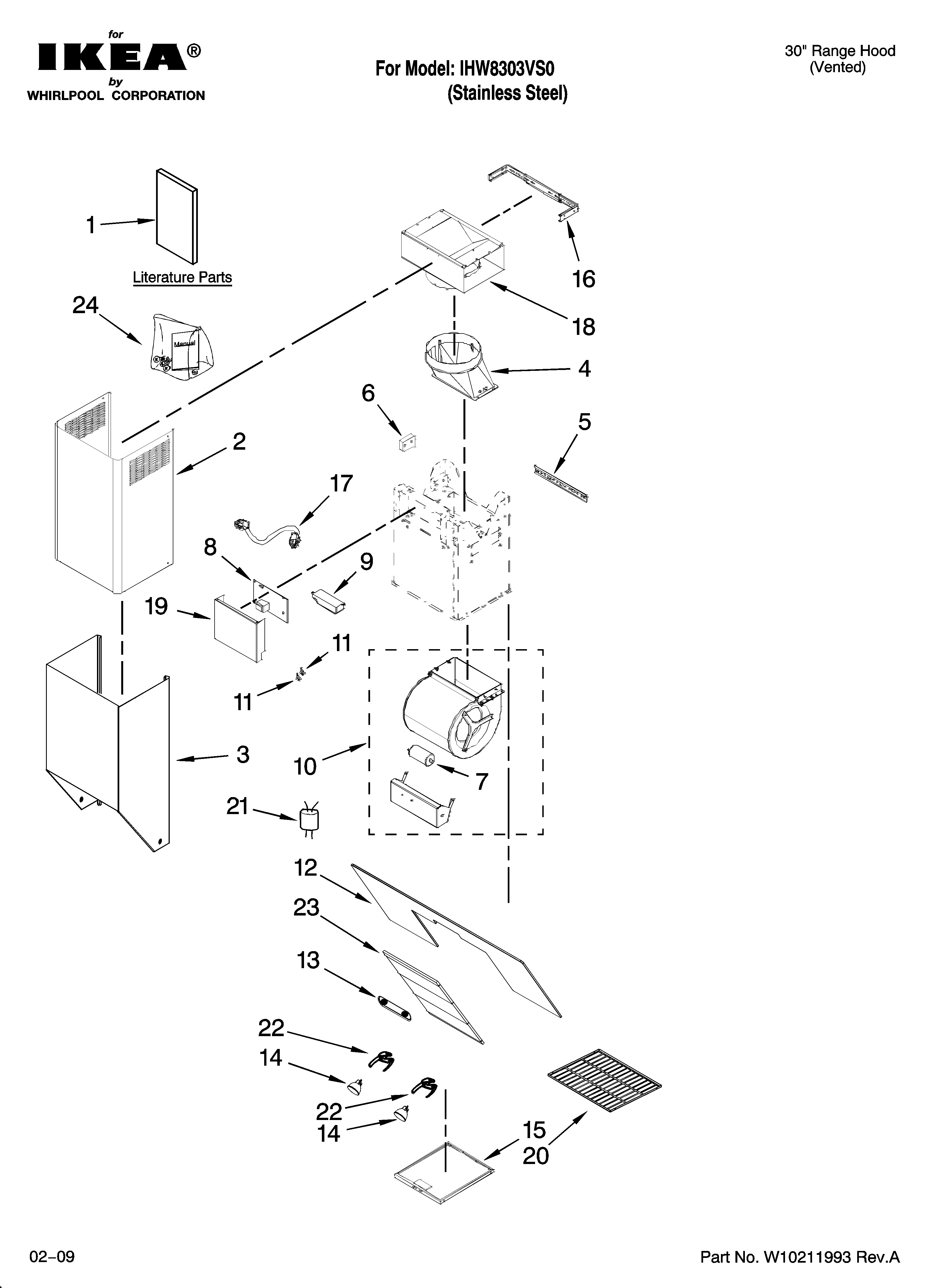 Range hood parts