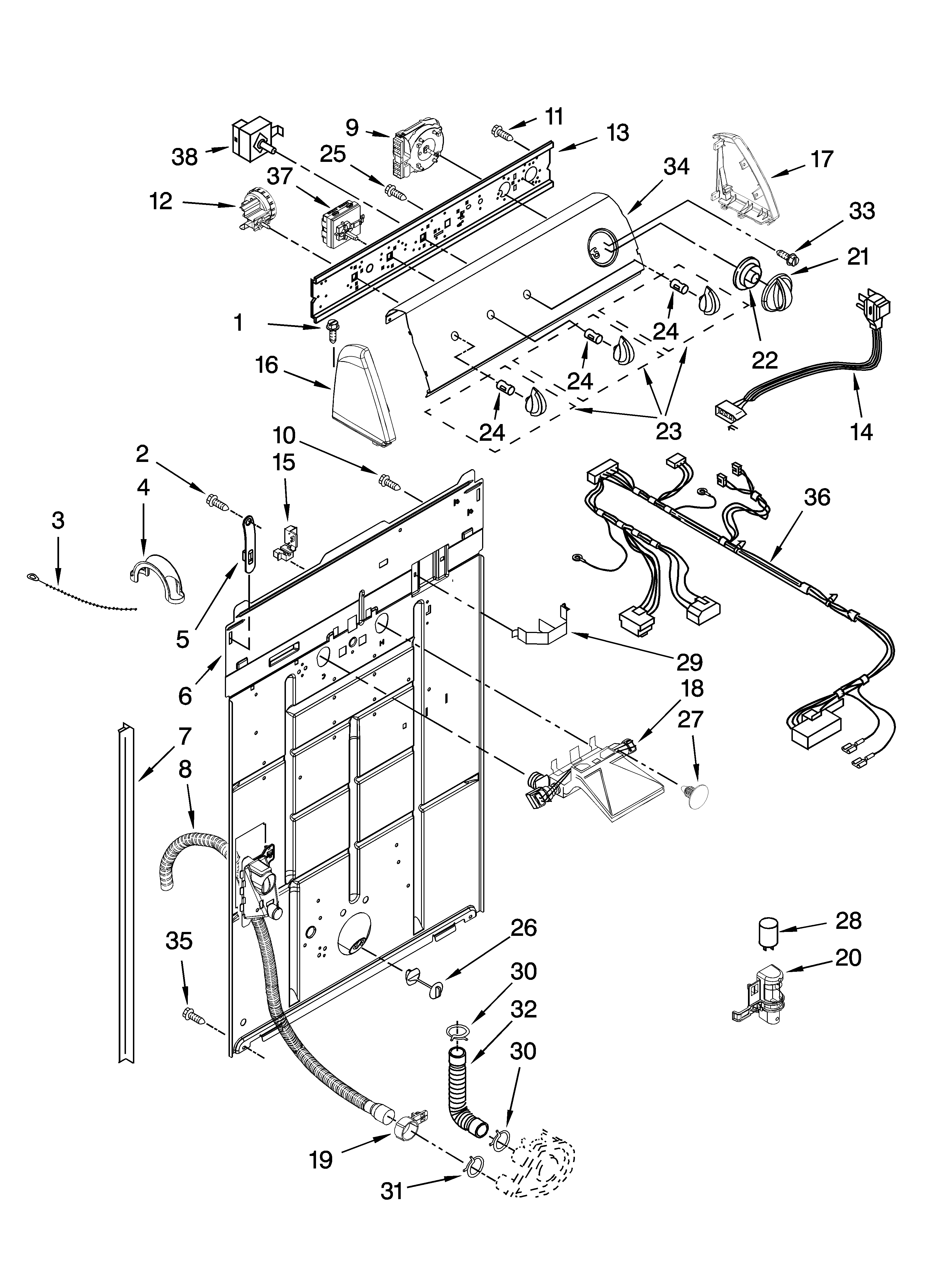 Controls and rear panel parts