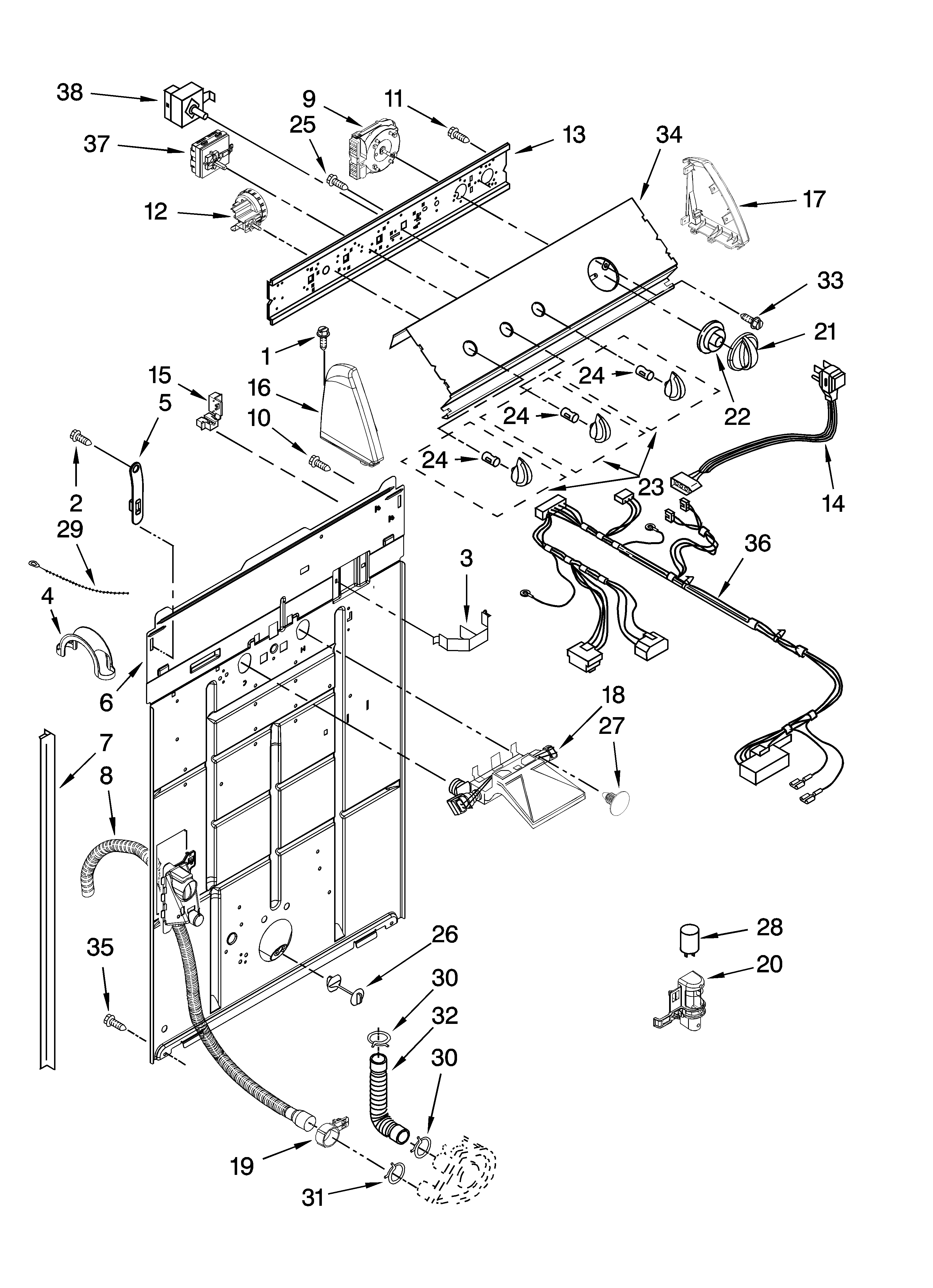 Controls and rear panel parts