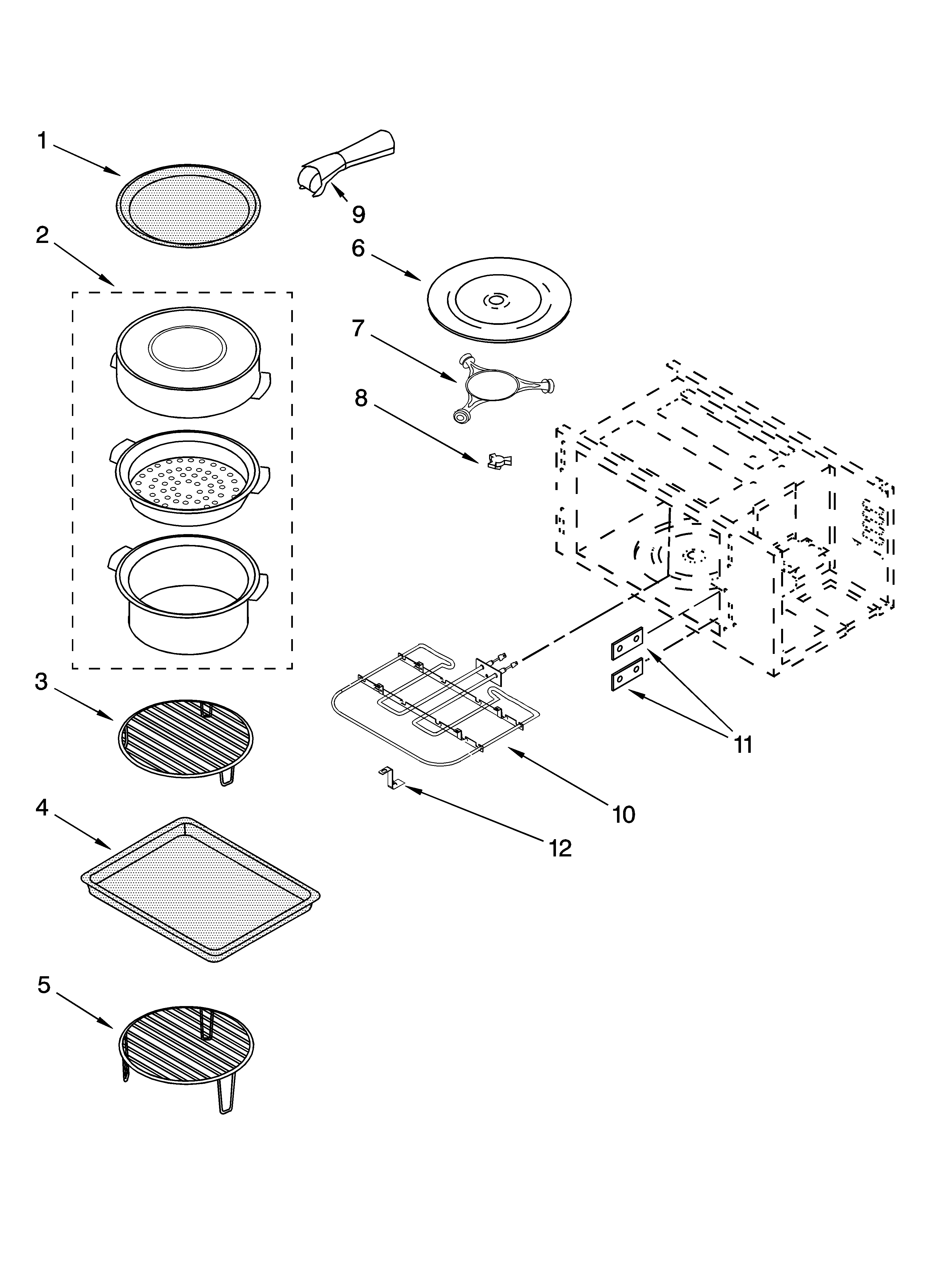 Internal microwave parts, optional parts