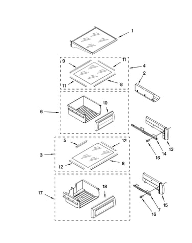 Refrigerator shelf parts
