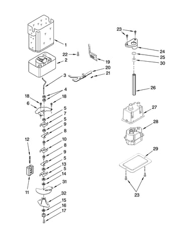 Motor and ice container parts