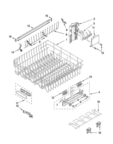 Upper rack and track parts