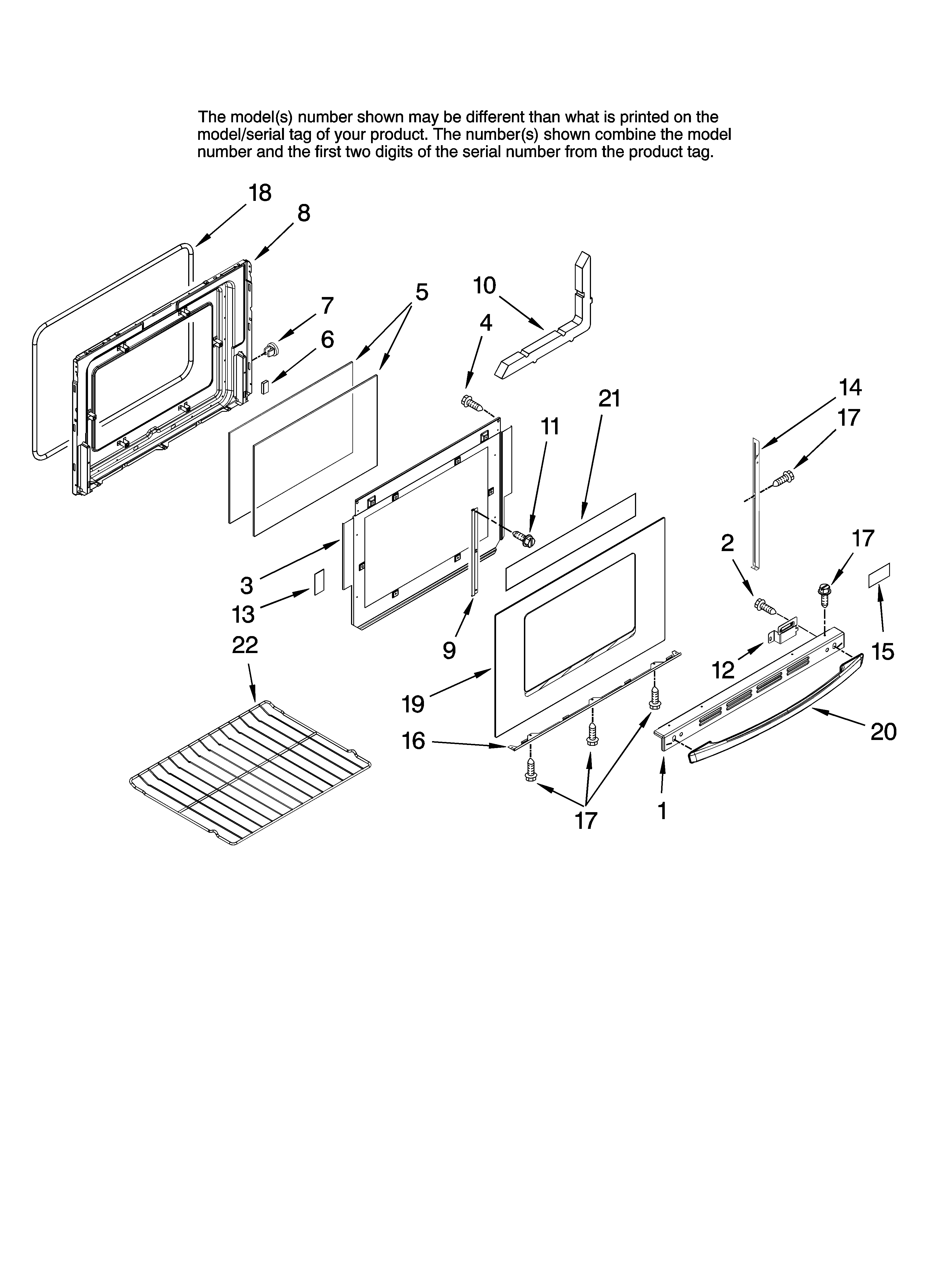 Door and rack parts, optional parts (not included)