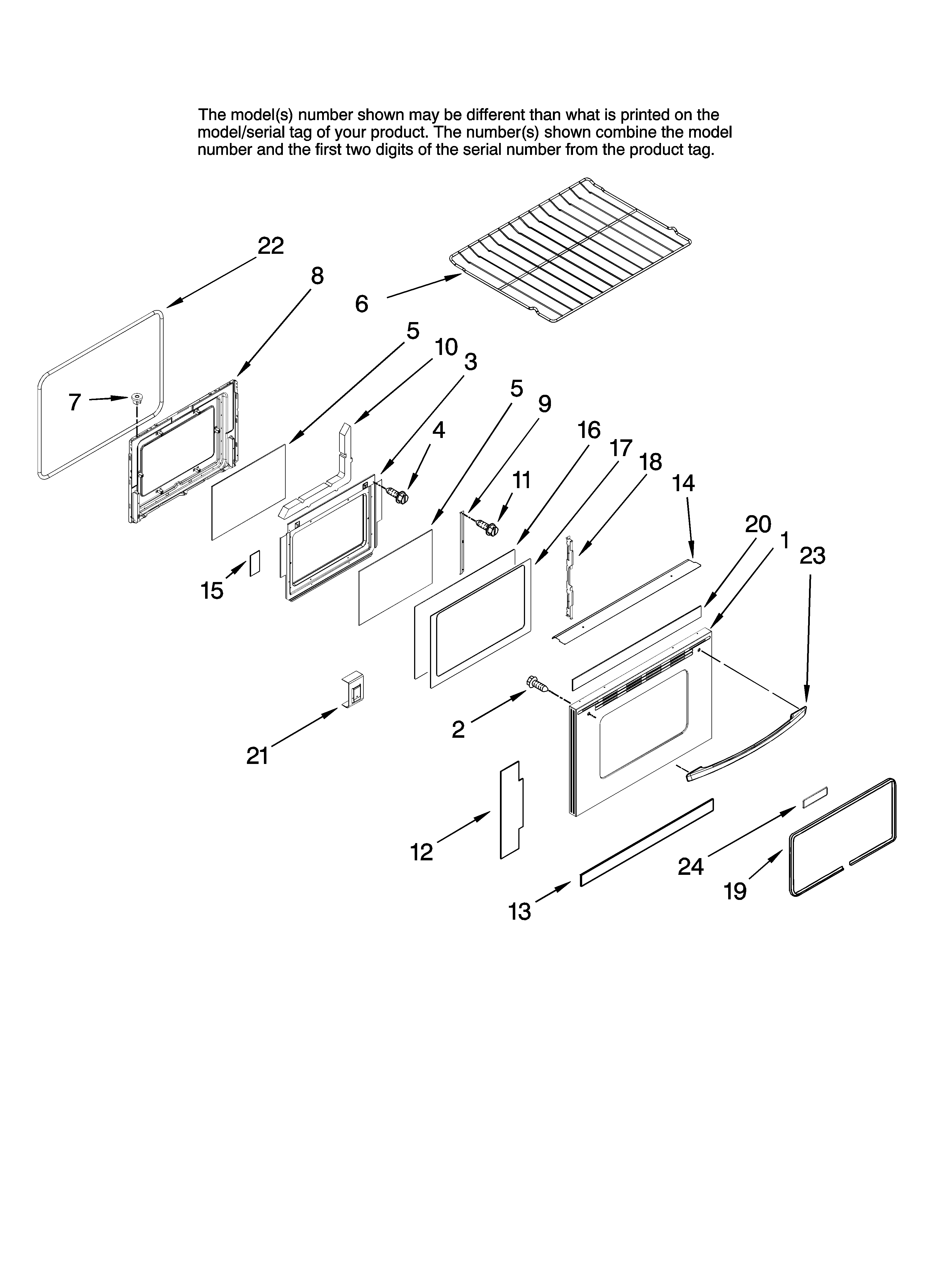 Door and rack parts, optional parts (not included)
