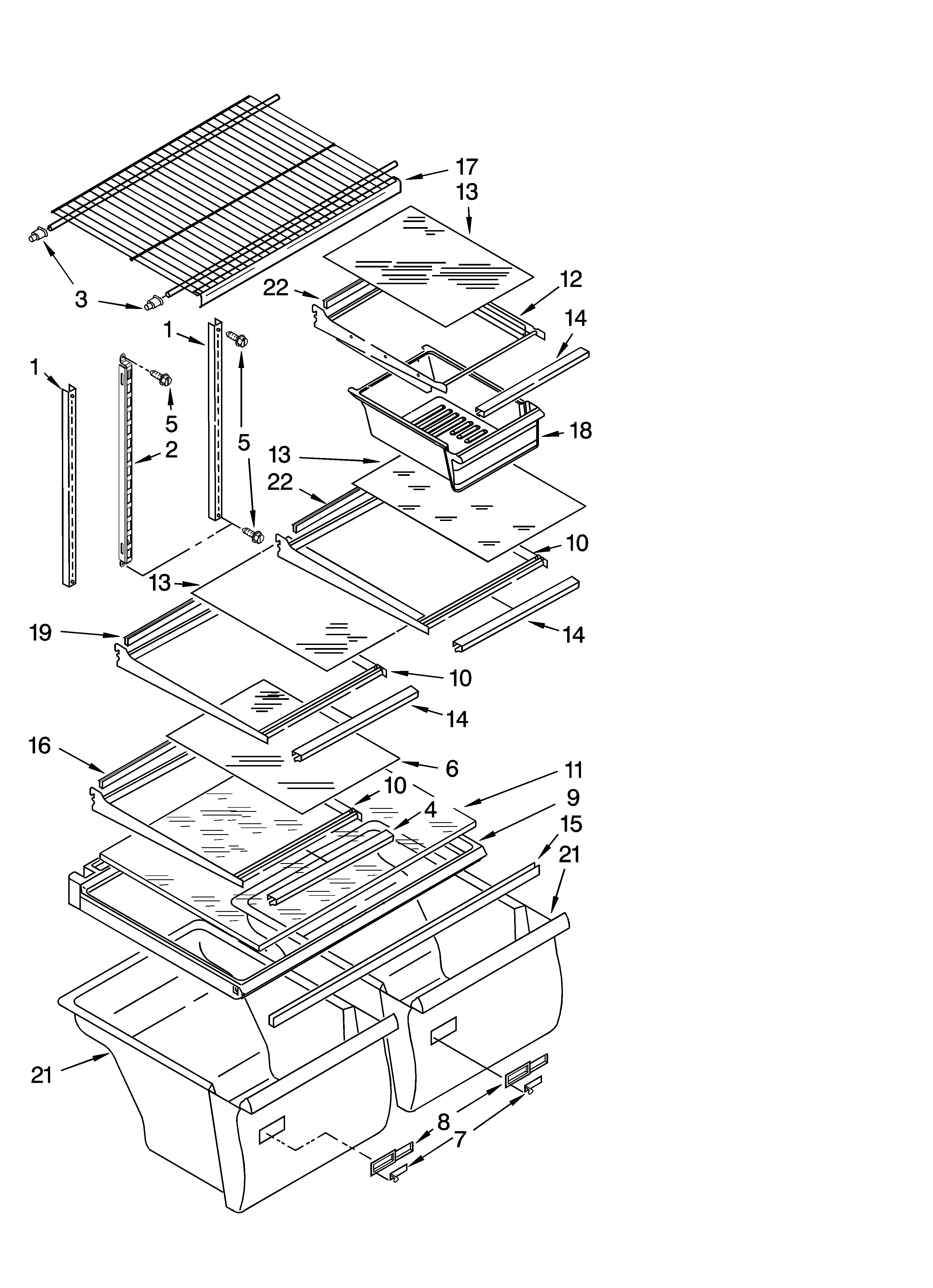 SHELF PARTS, OPTIONAL PARTS (NOT INCLUDED)