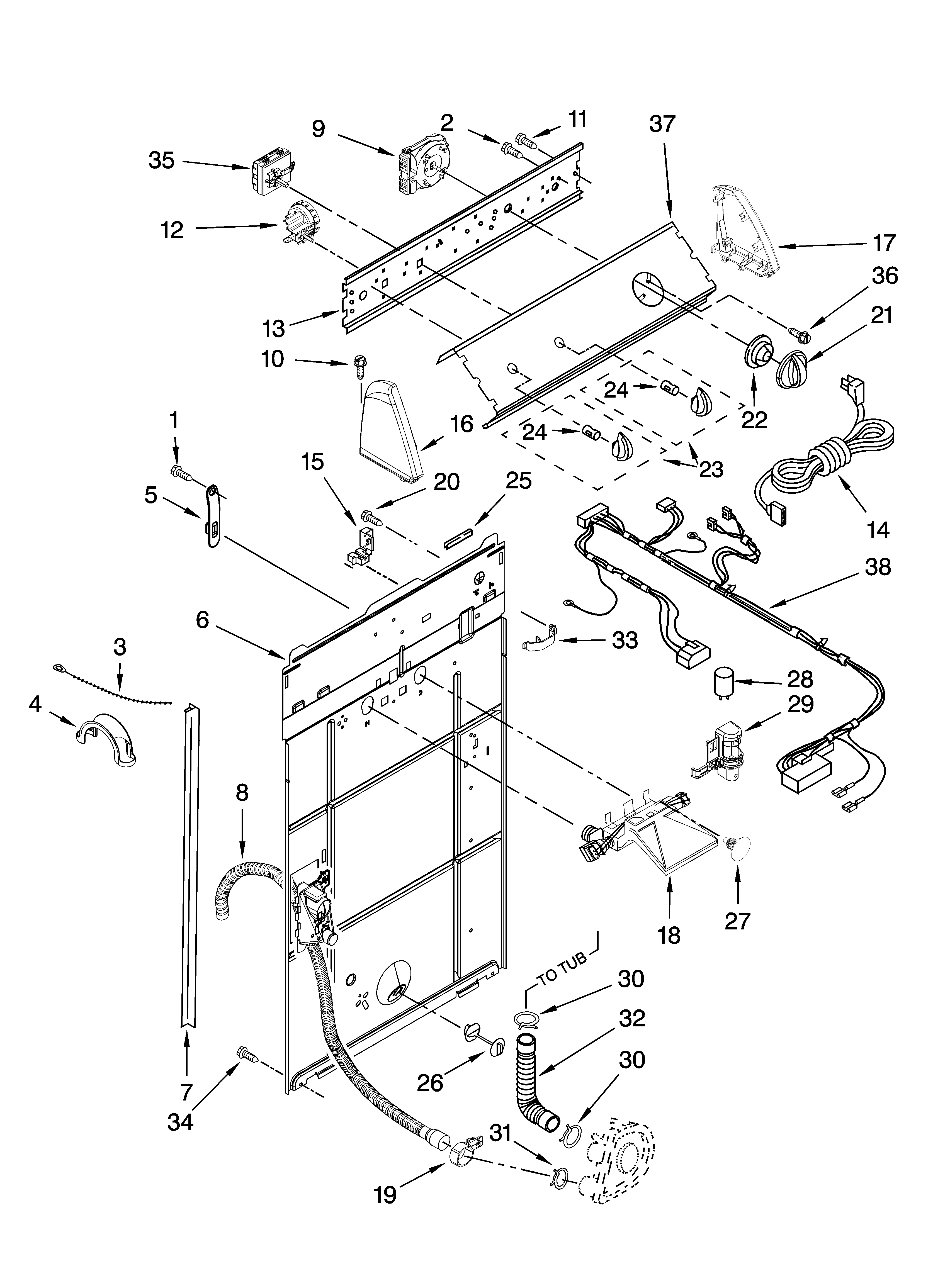Controls and rear panel parts
