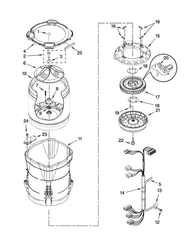 Motor, basket and tub parts