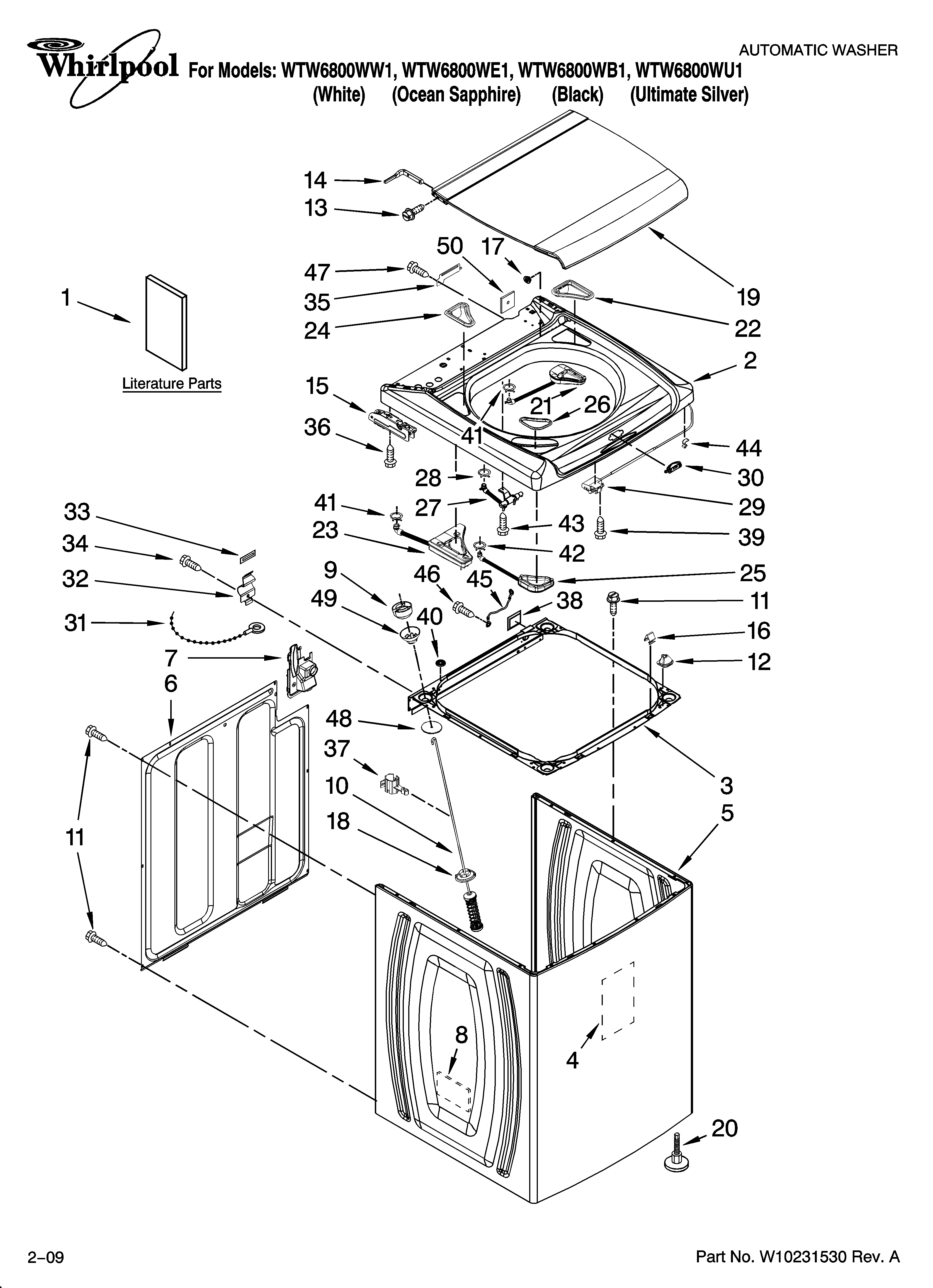 Top and cabinet parts
