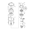 Whirlpool WTW6800WE1 motor, basket and tub parts diagram