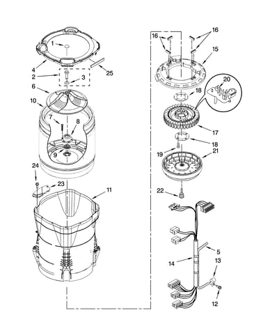 Motor, basket and tub parts