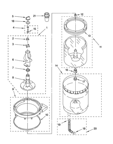 Agitator, basket and tub parts