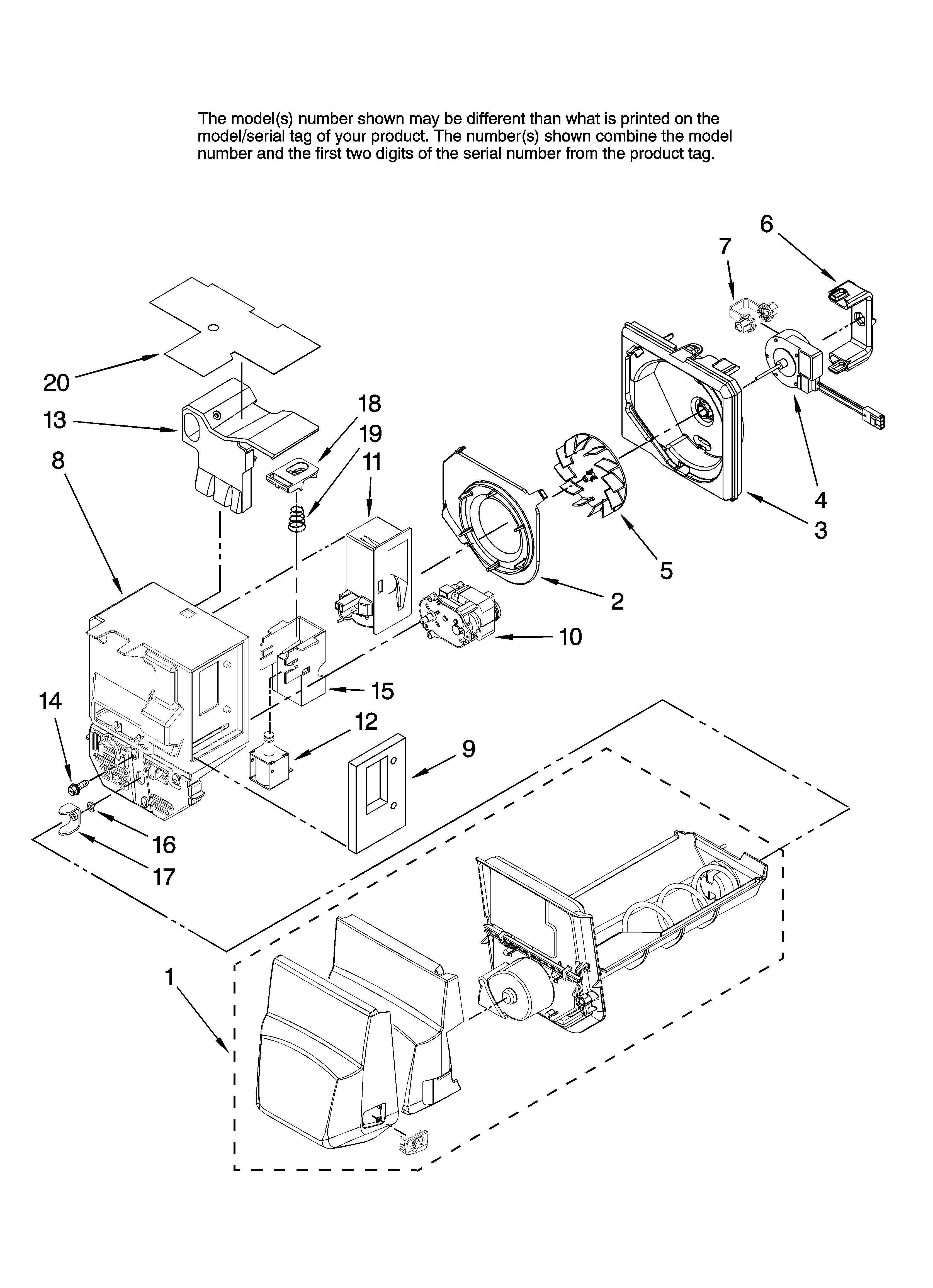 MOTOR AND ICE CONTAINER PARTS