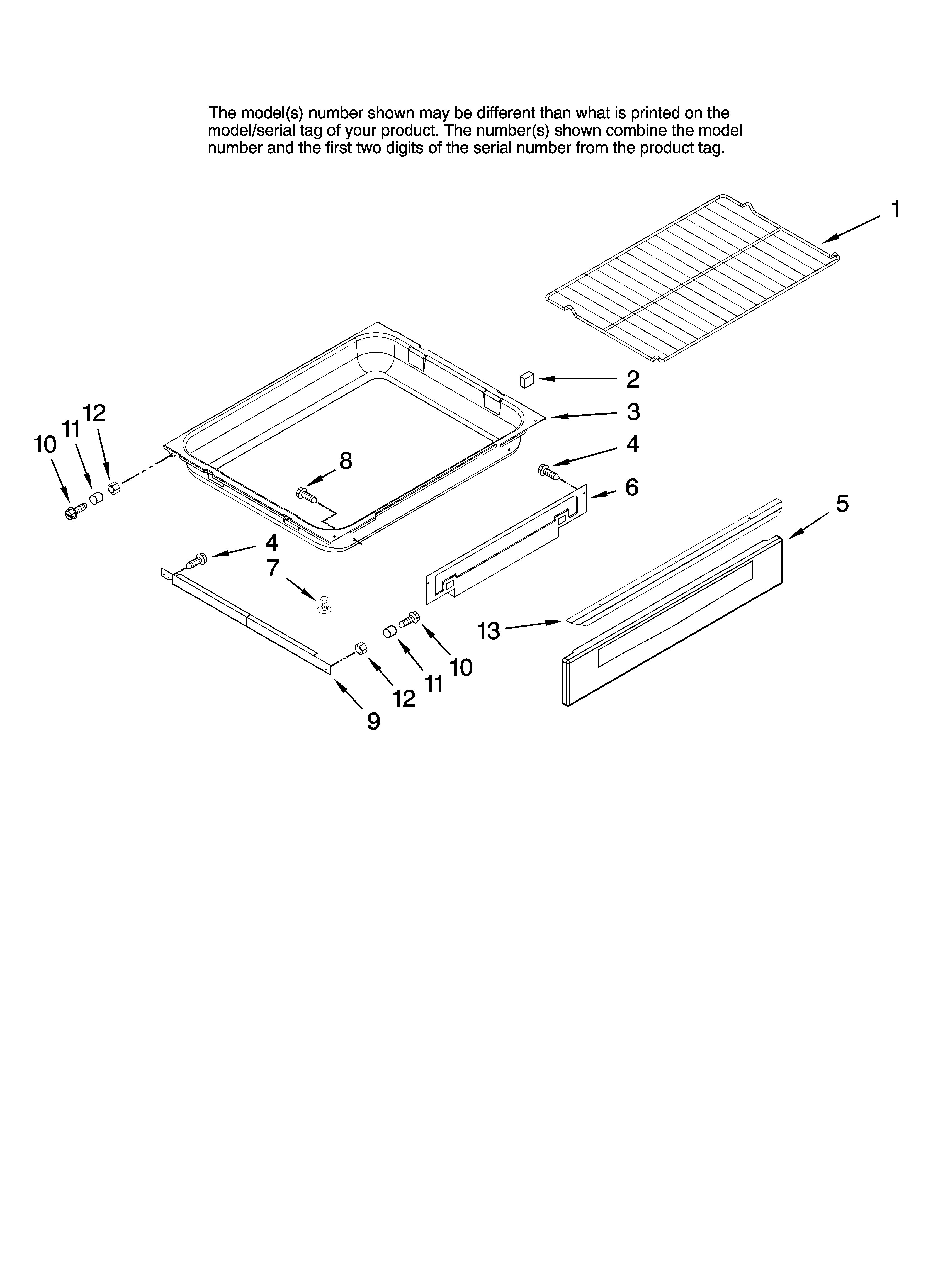 Drawer and rack parts, optional parts (not included)