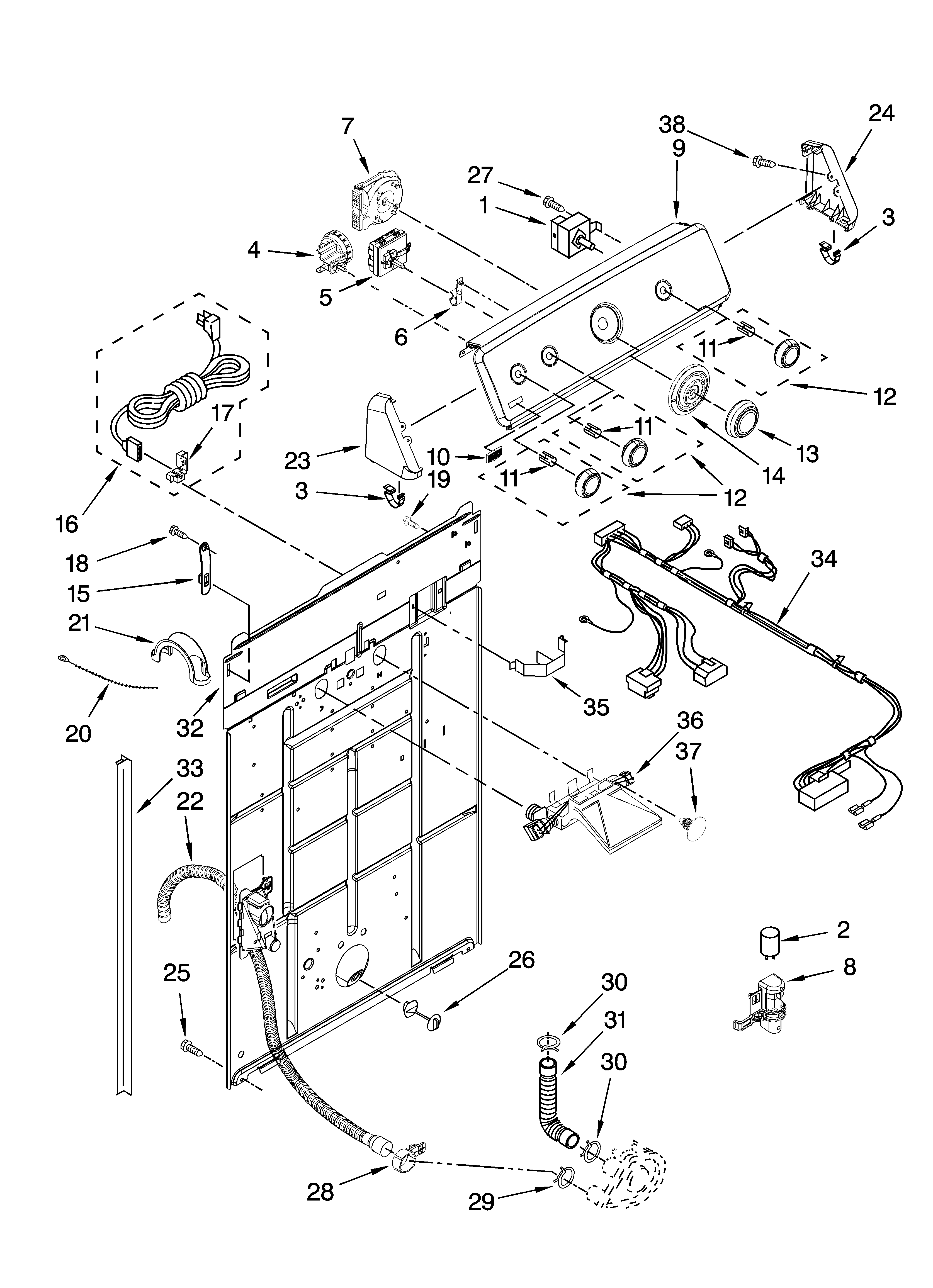 Controls and rear panel parts