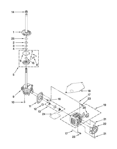 Brake, clutch, gearcase, motor and pump parts