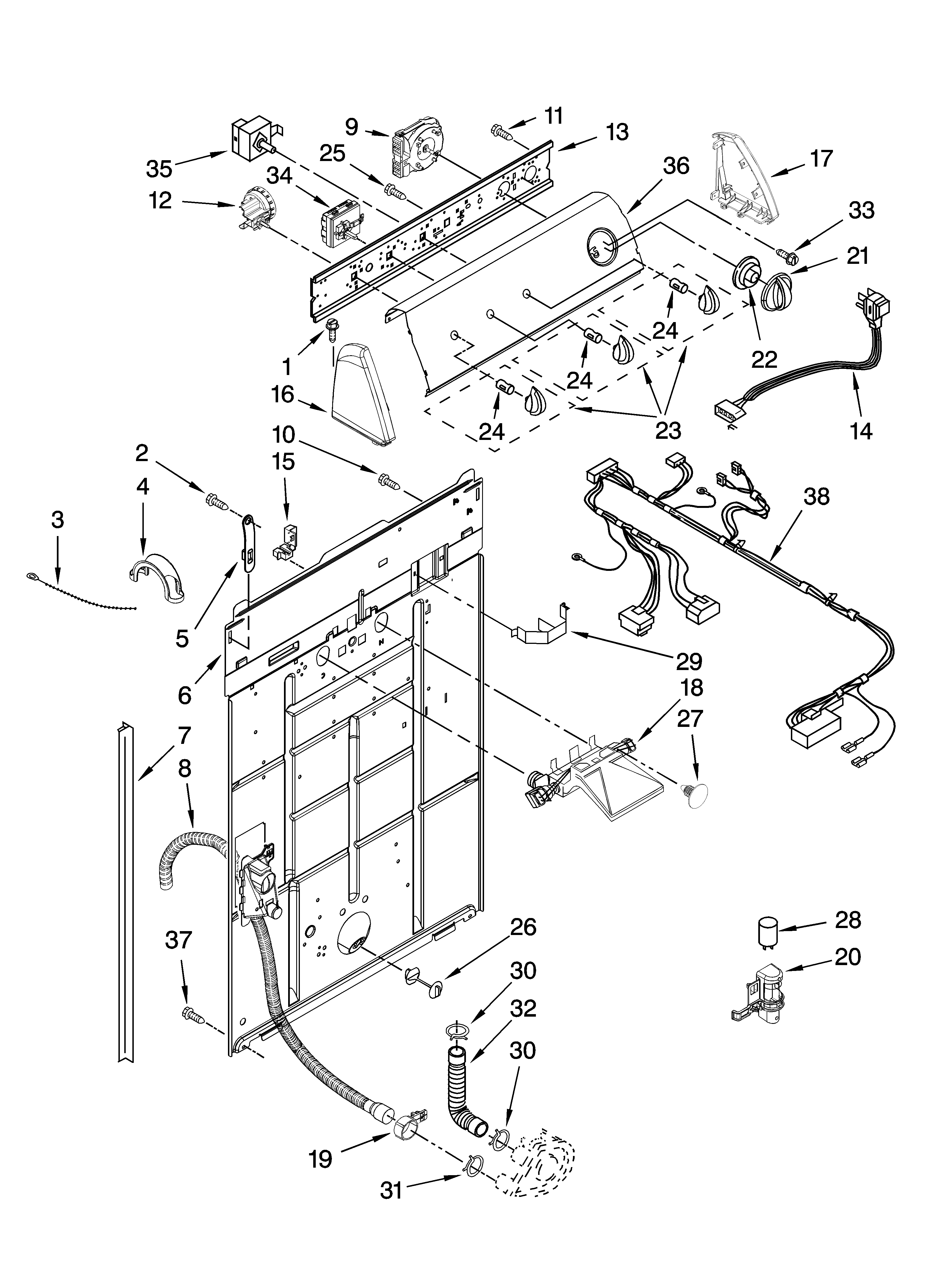 Controls and rear panel parts