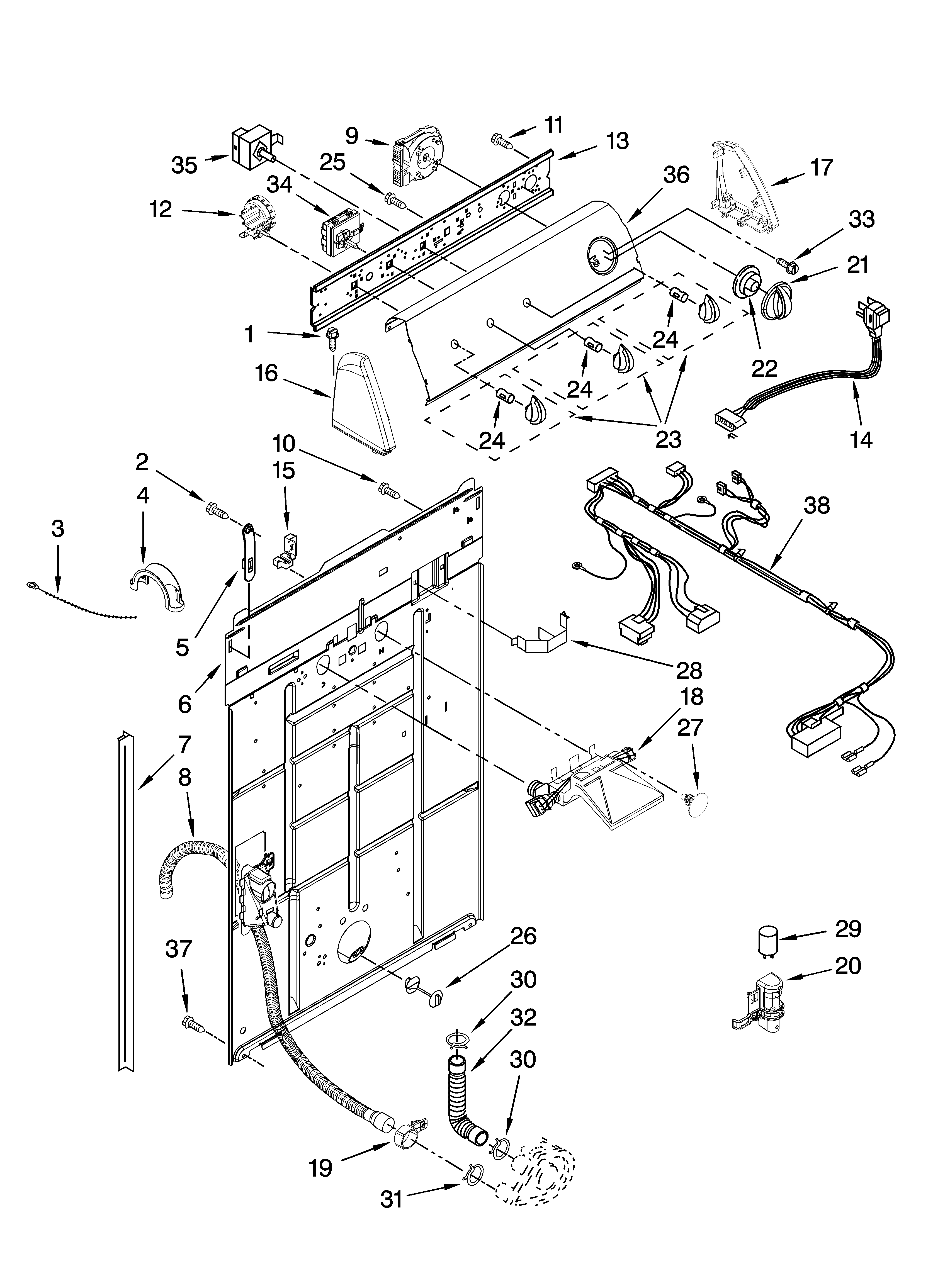Controls and rear panel parts