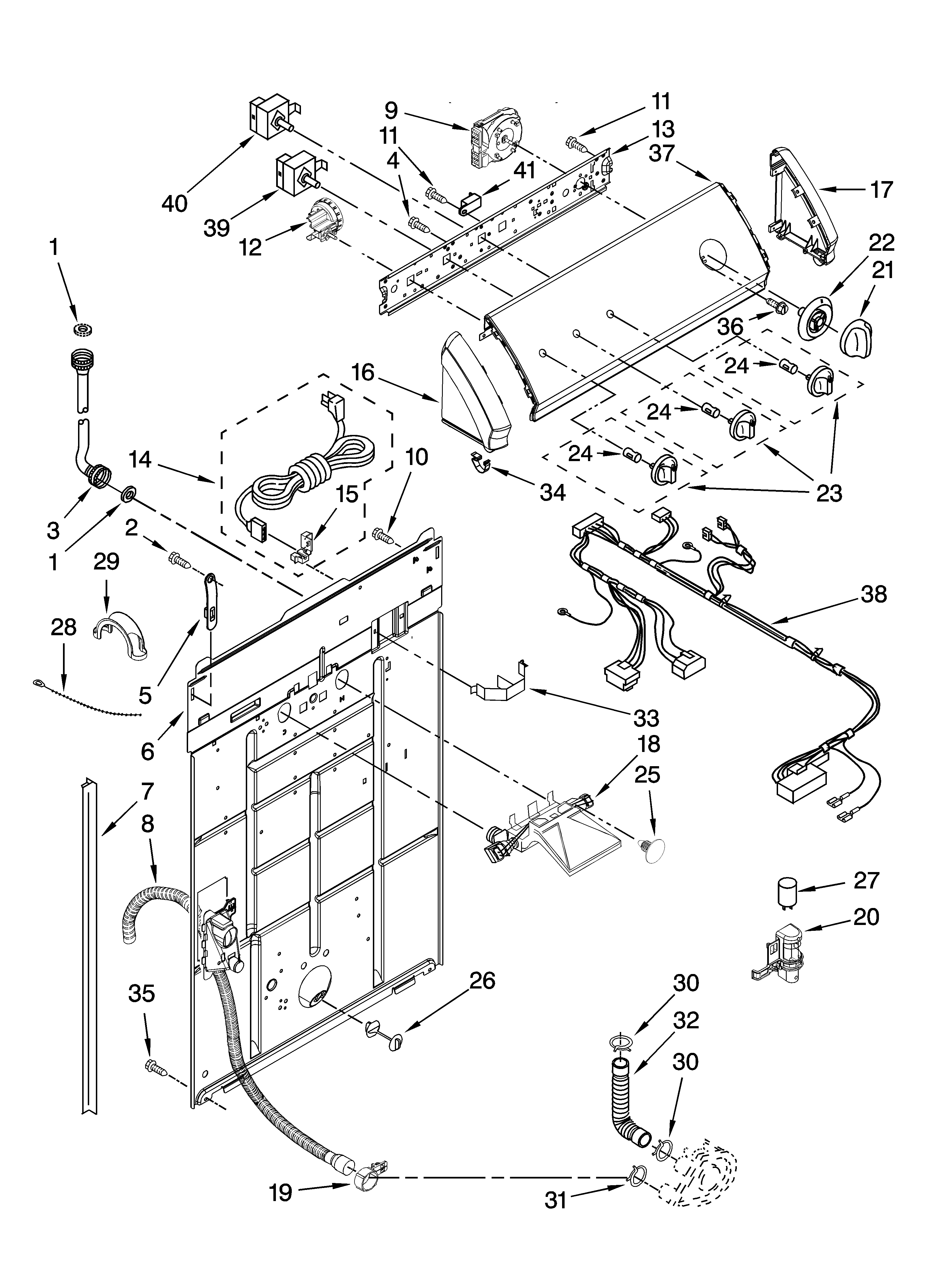 Controls and rear panel parts