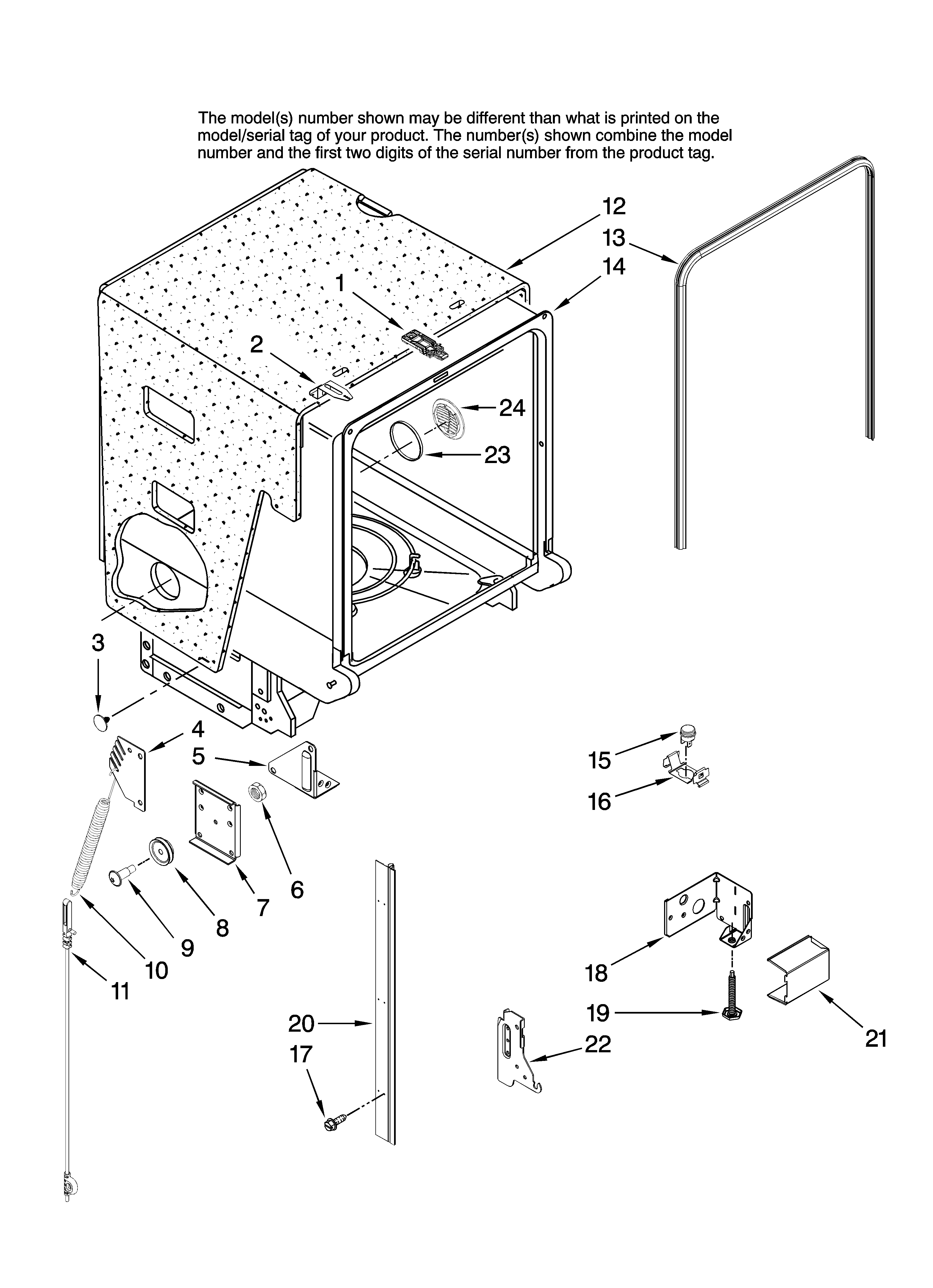 Tub and frame parts