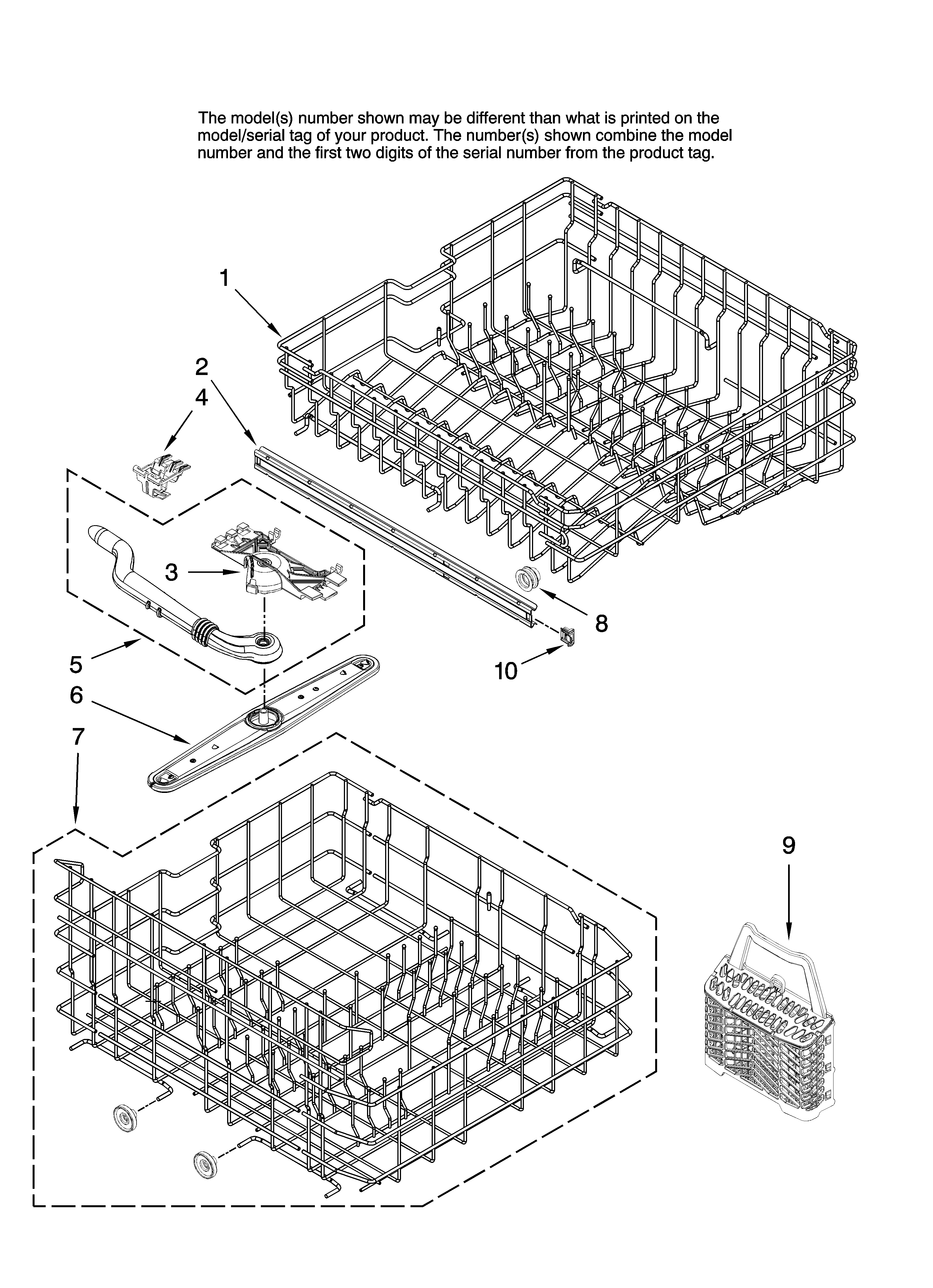 Upper and lower rack parts