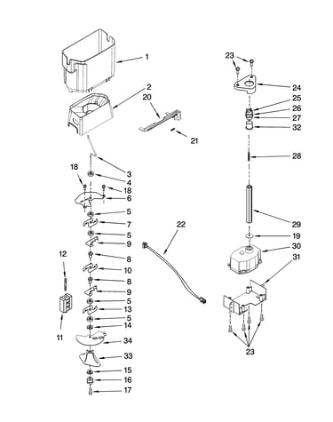 Motor and ice container parts