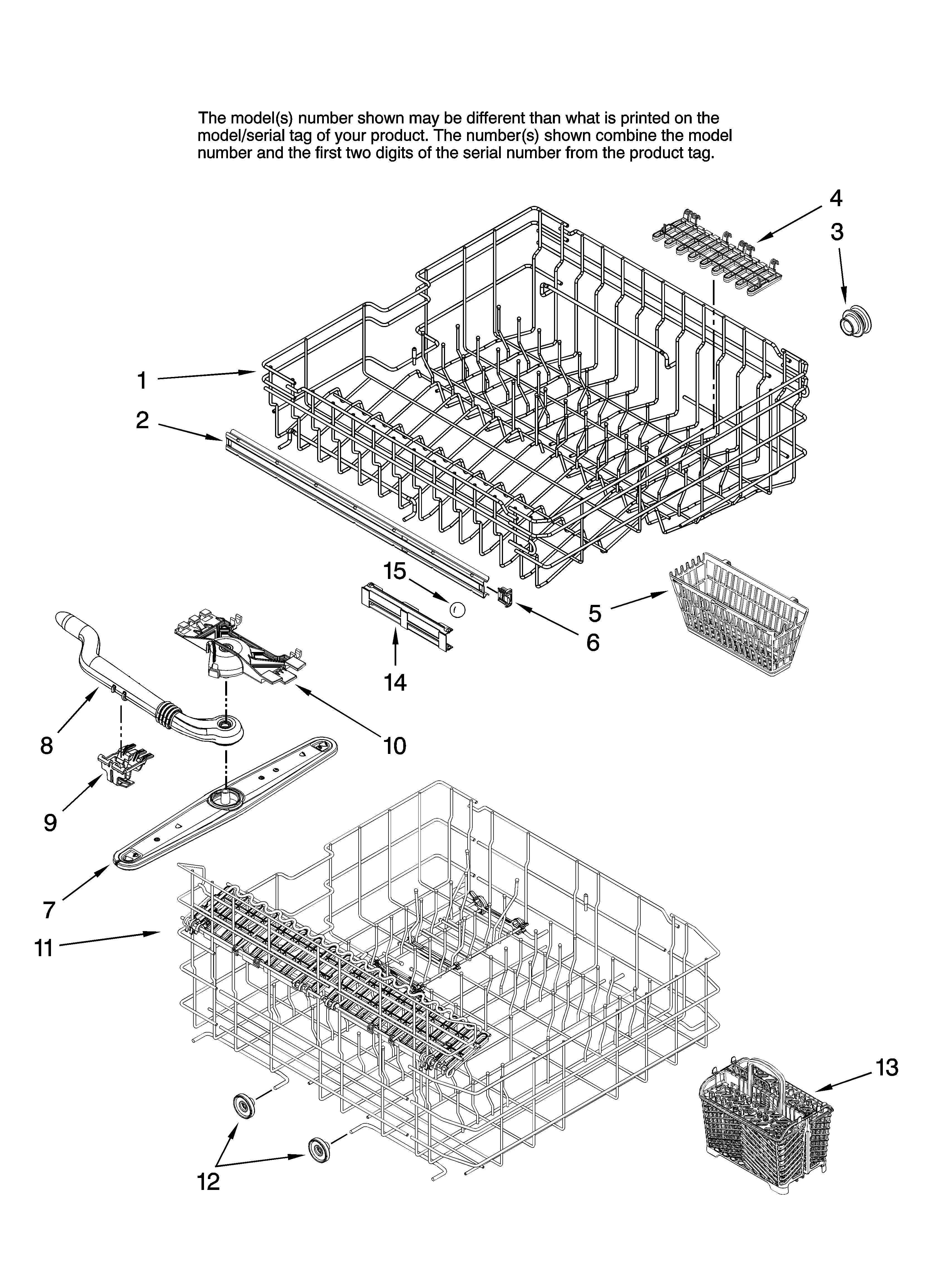 Upper and lower rack parts