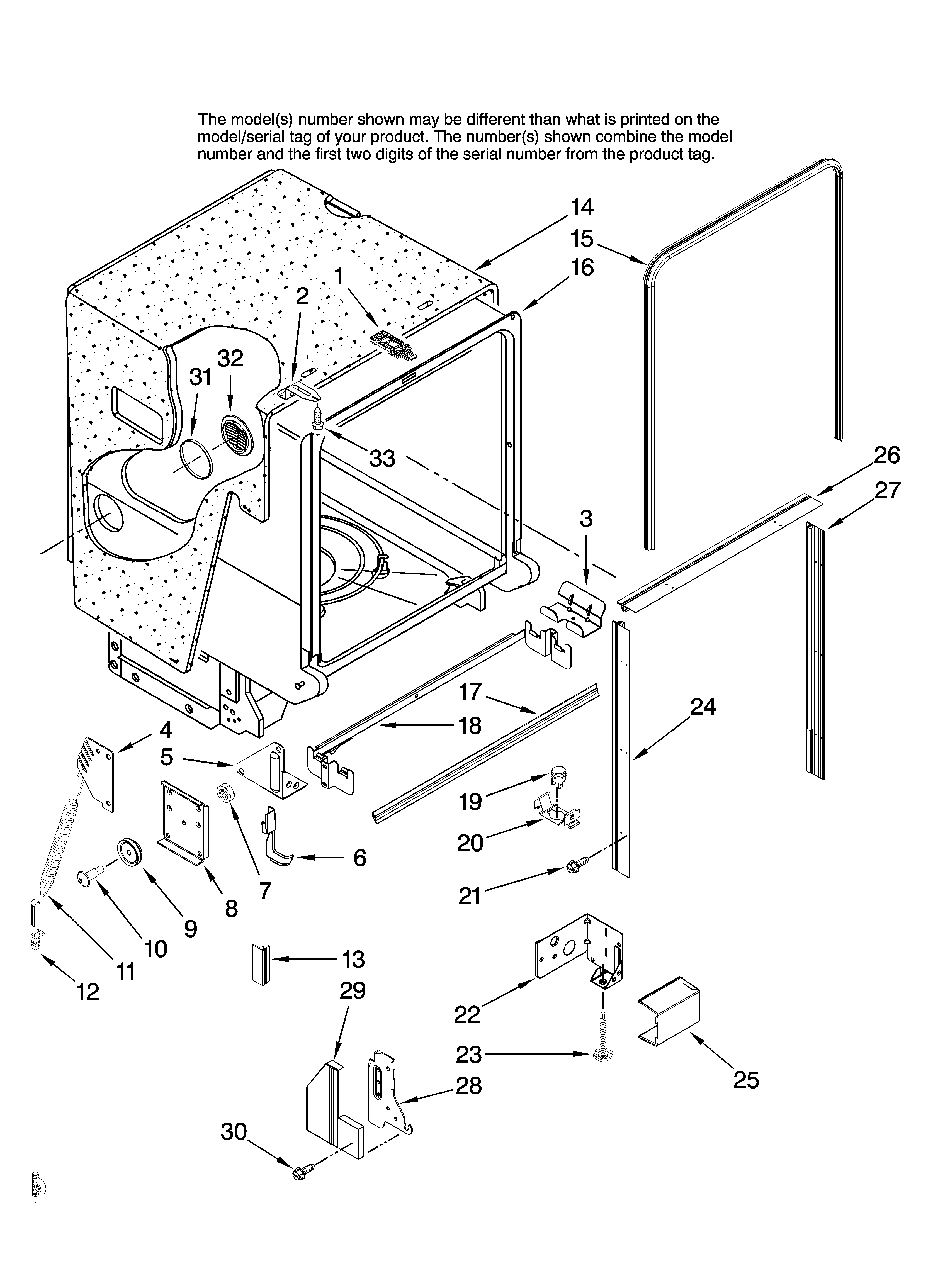 TUB AND FRAME PARTS