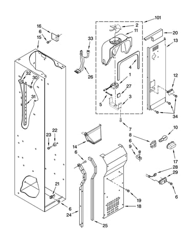 Freezer liner and air flow parts