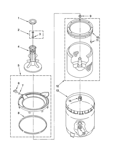 Agitator, basket and tub parts
