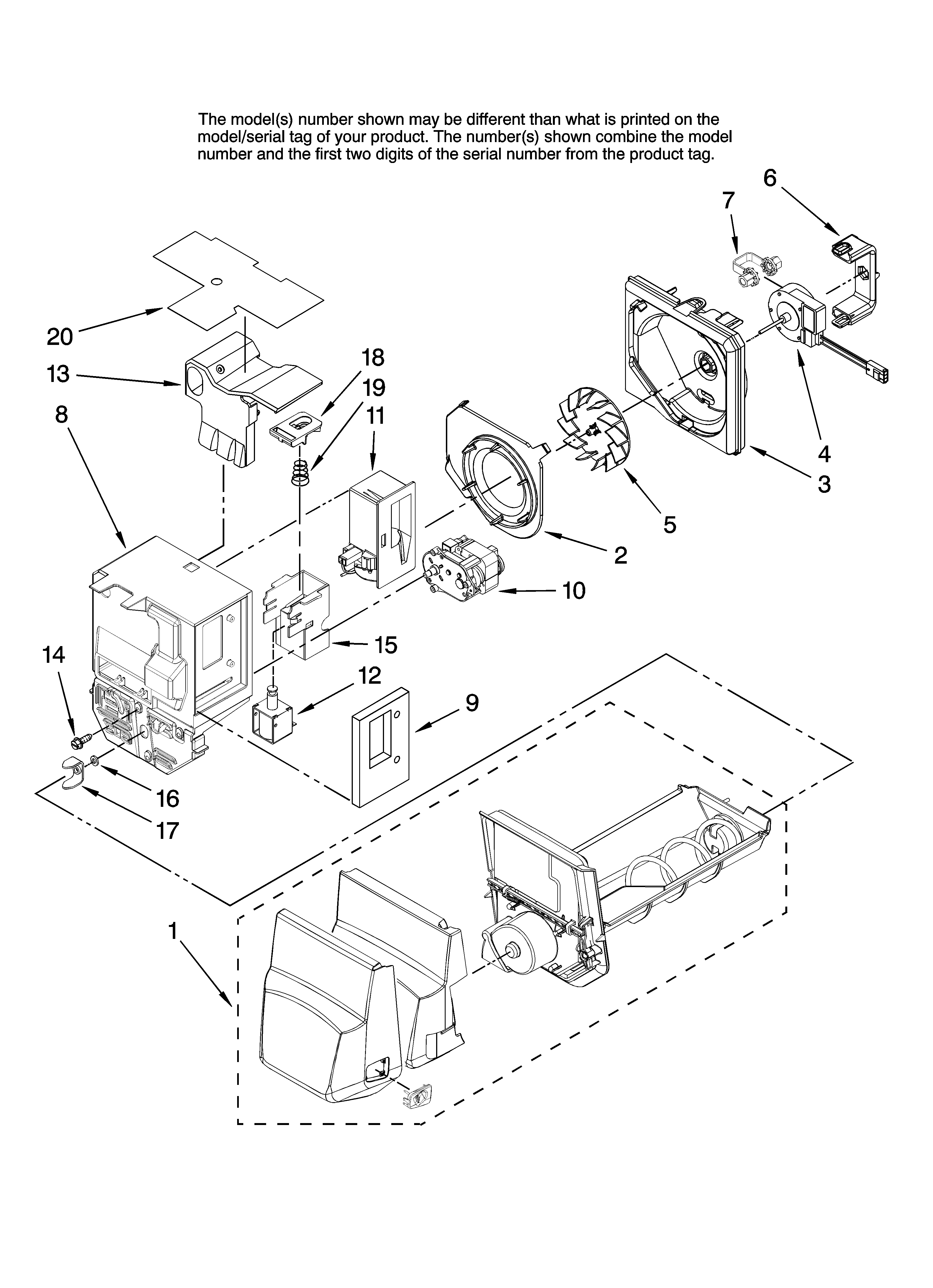 Motor and ice container parts