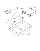 Burner box, gas valves, and switches