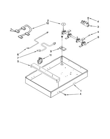 Burner box, gas valves, and switches