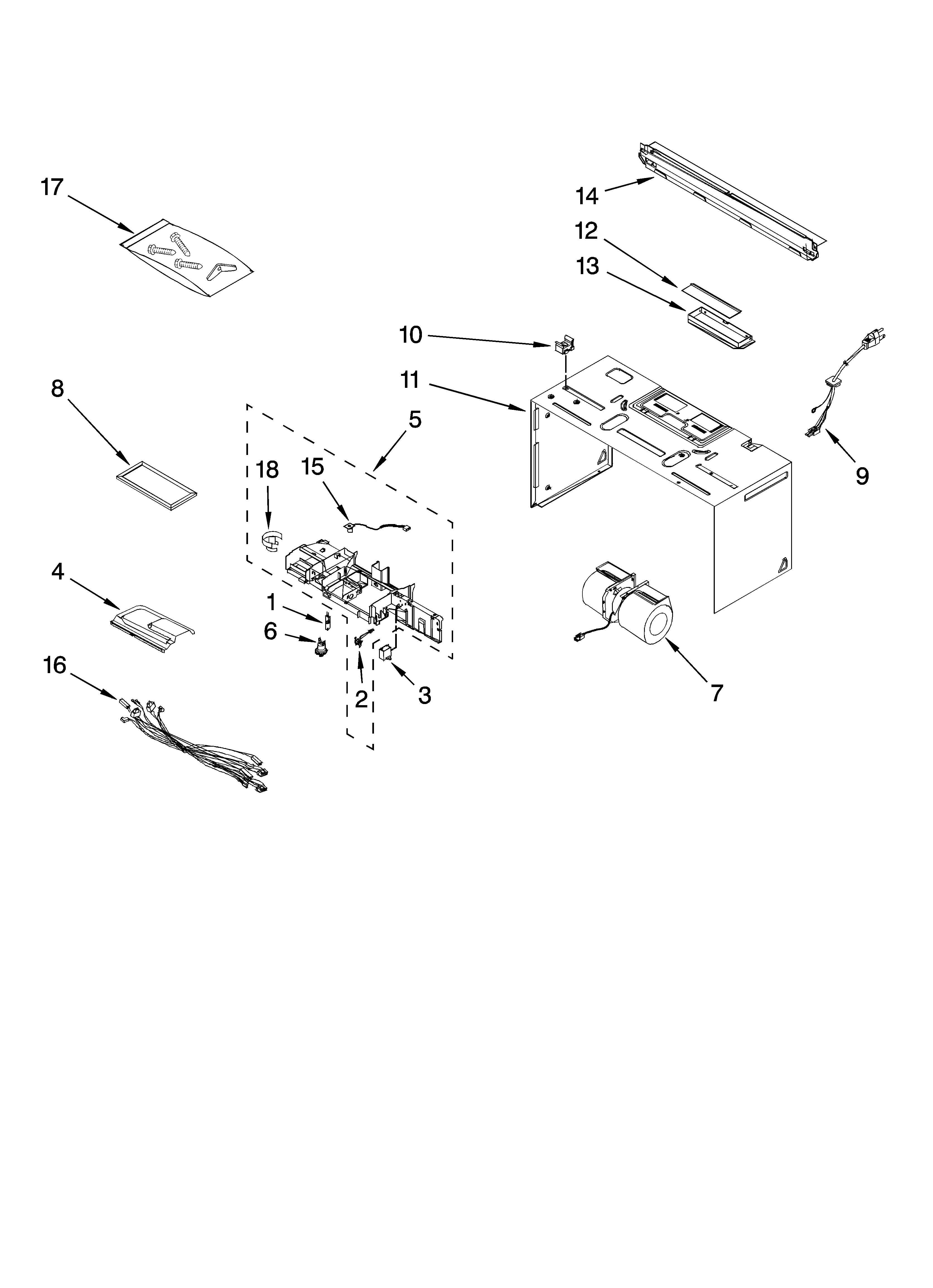 Cabinet and air flow parts