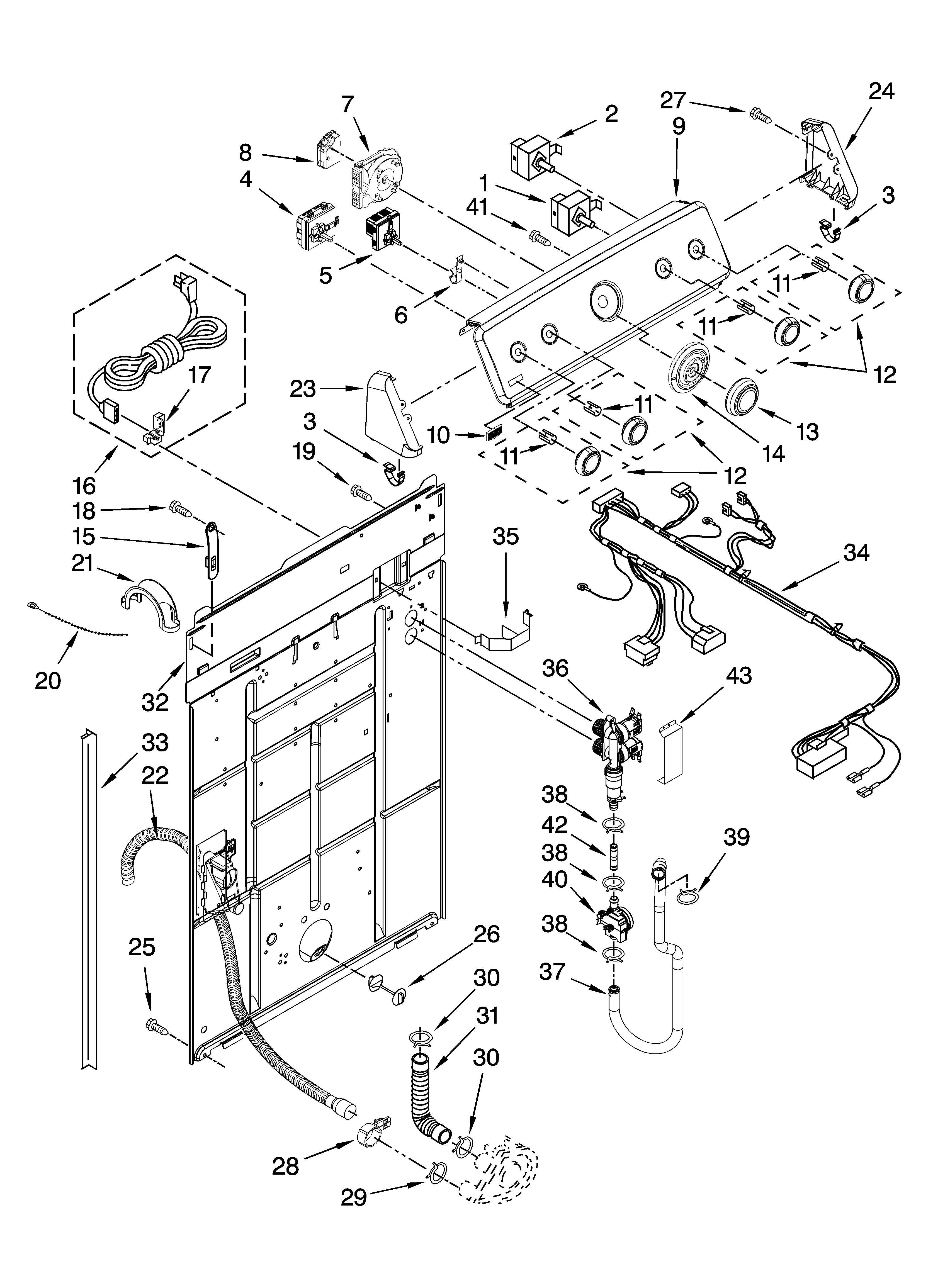 Controls and rear panel parts