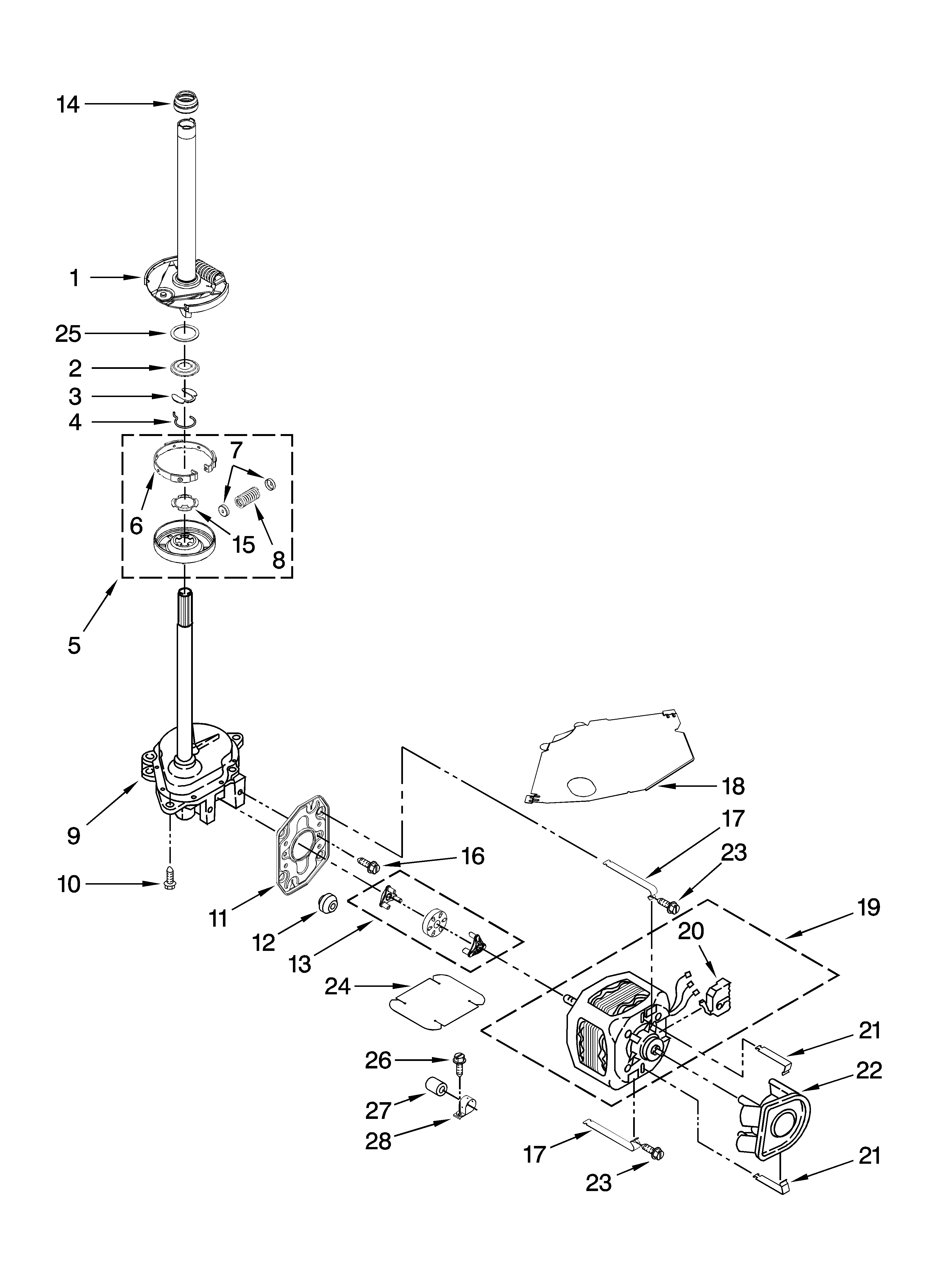 Brake, clutch, gearcase, motor and pump parts