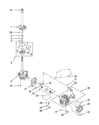 Brake, clutch, gearcase, motor and pump parts
