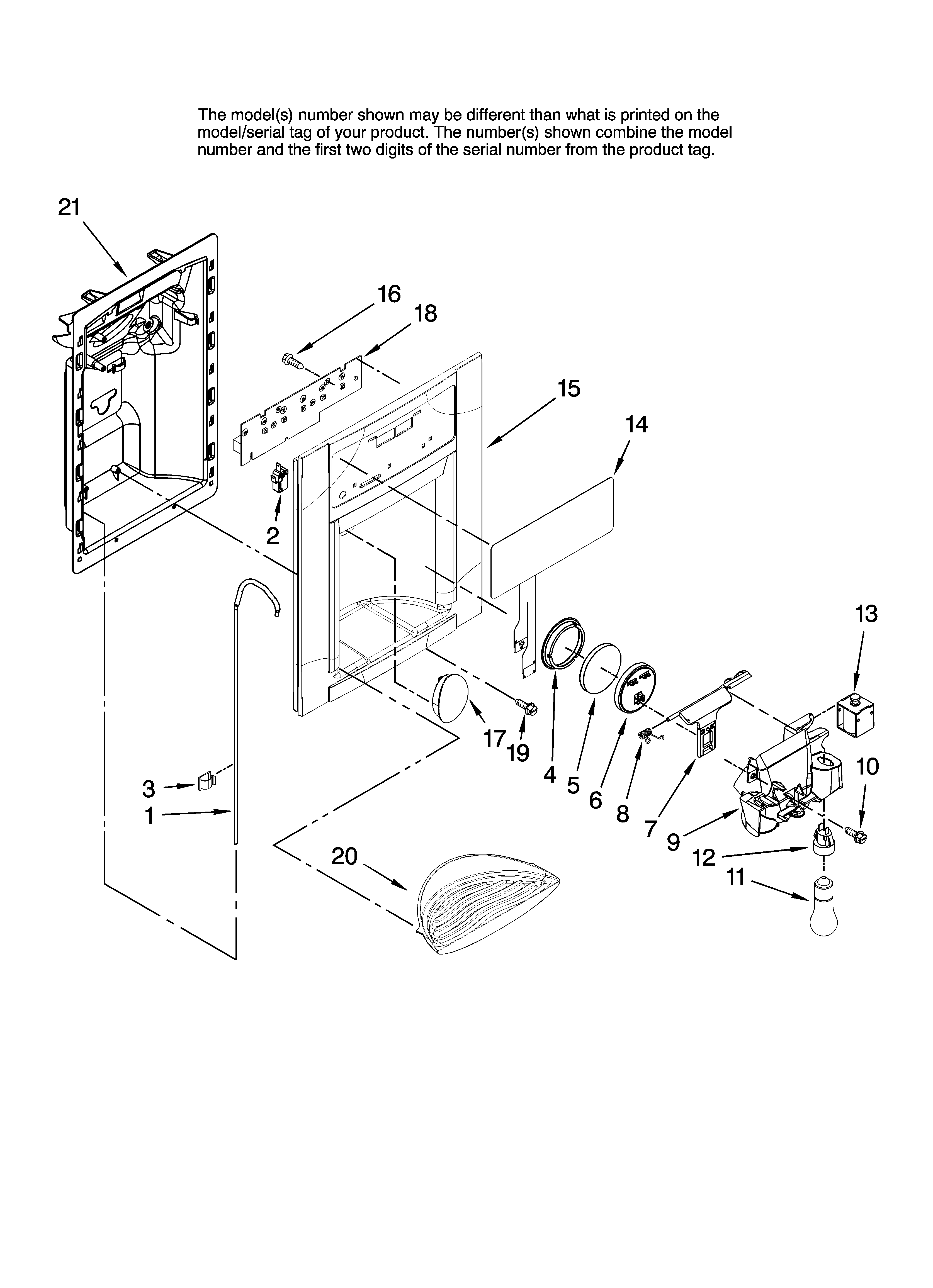 Dispenser front parts