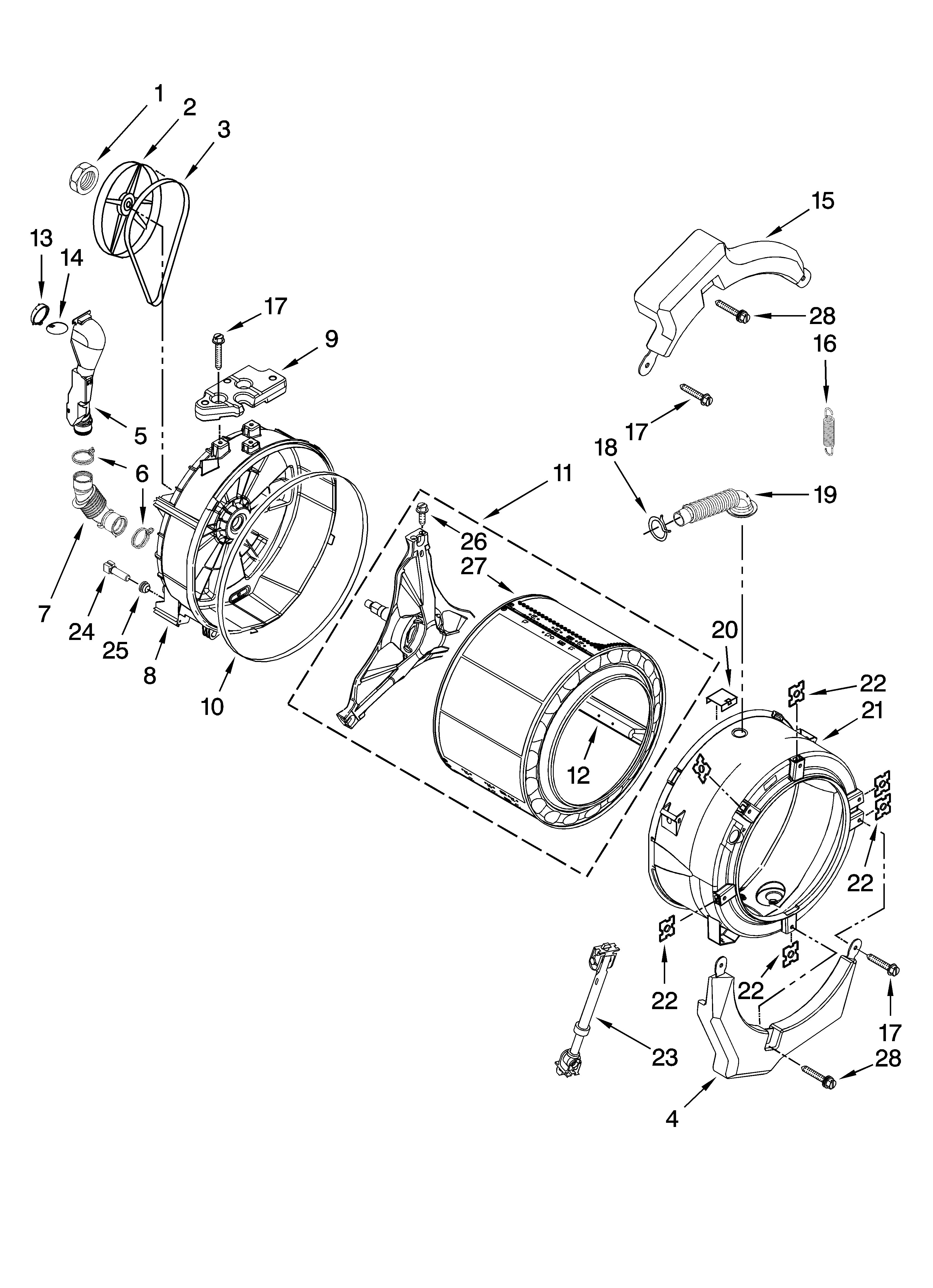 Tub and basket parts