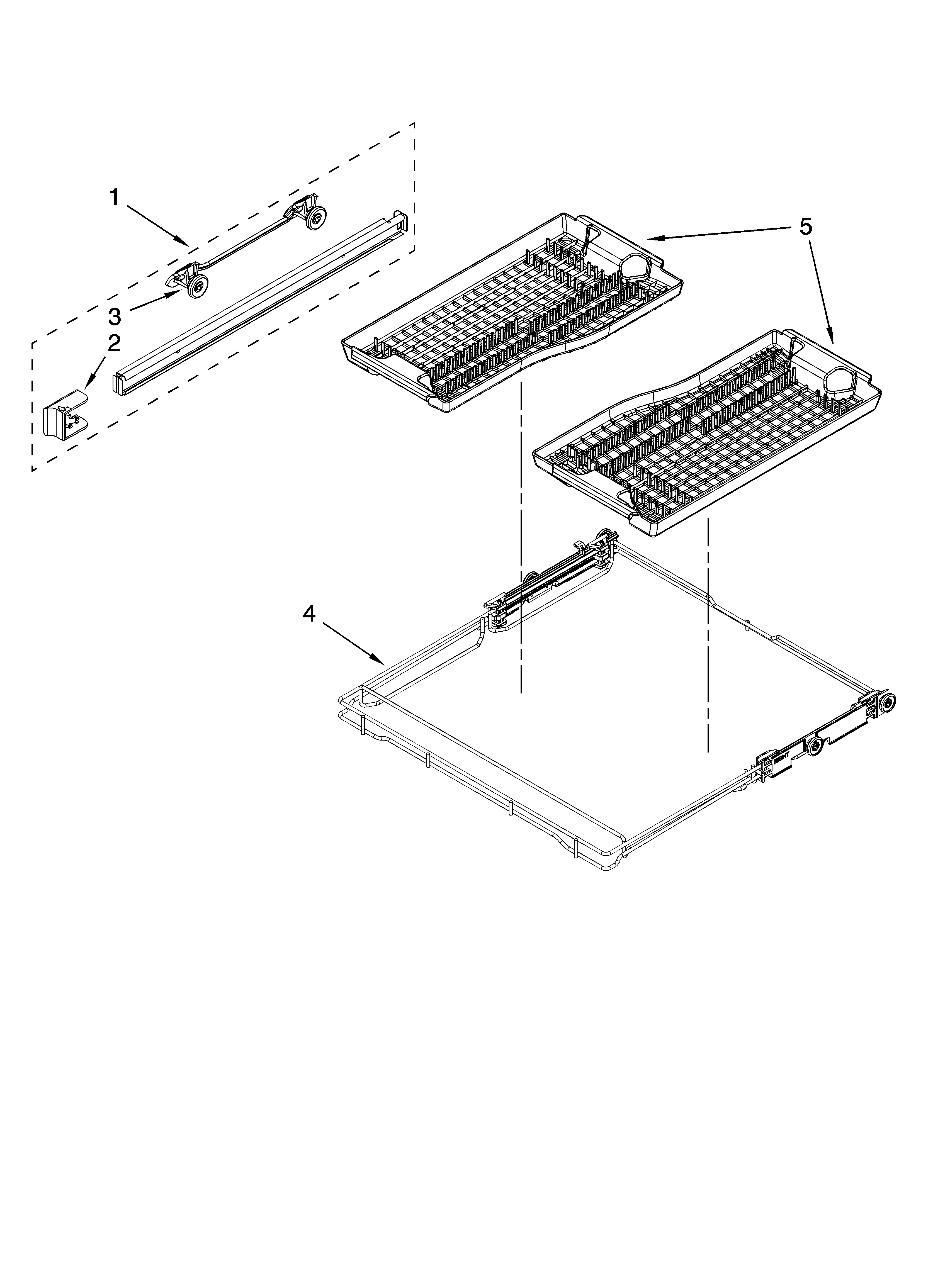 Third level rack and track parts