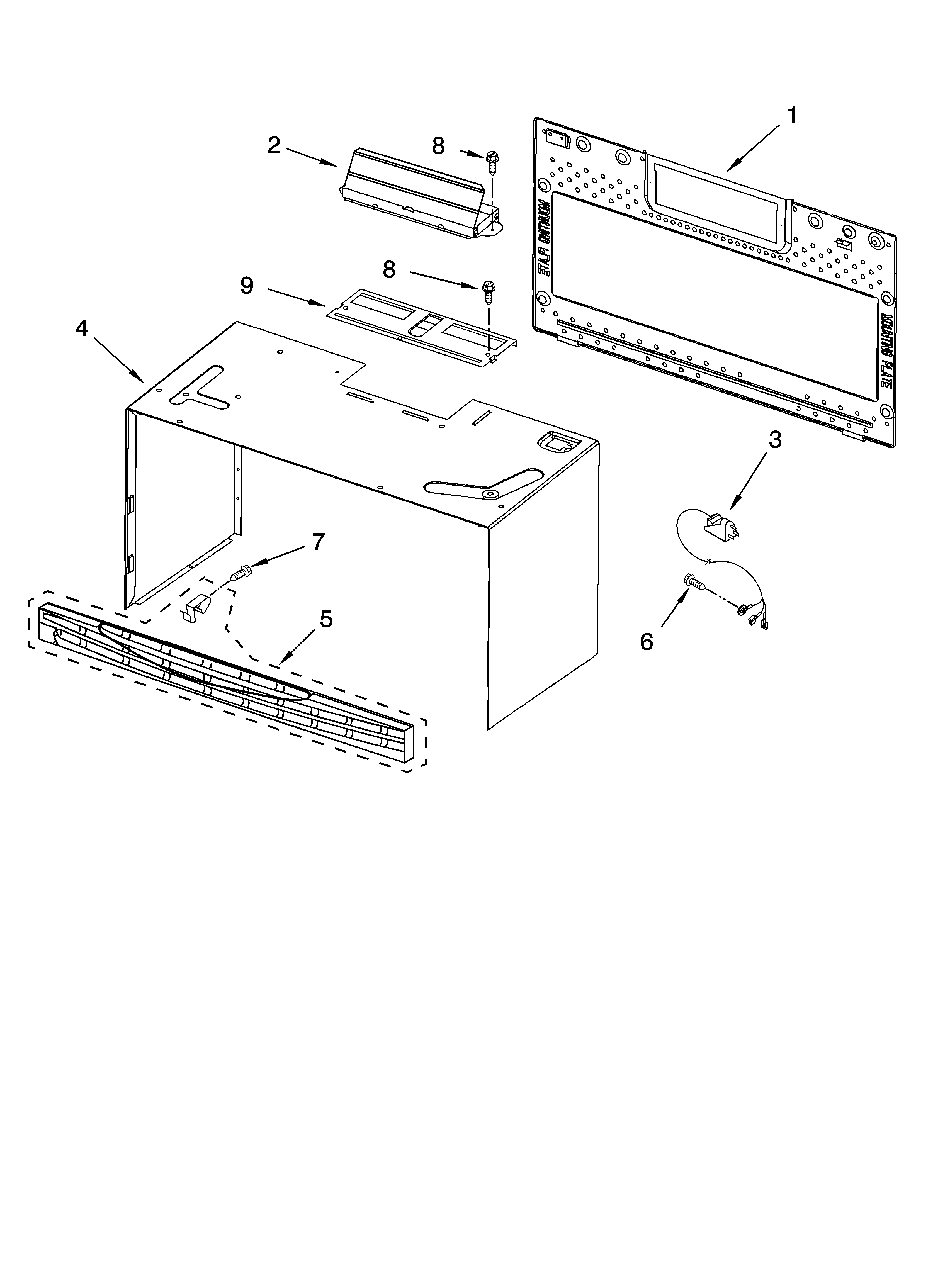 Cabinet and installation parts