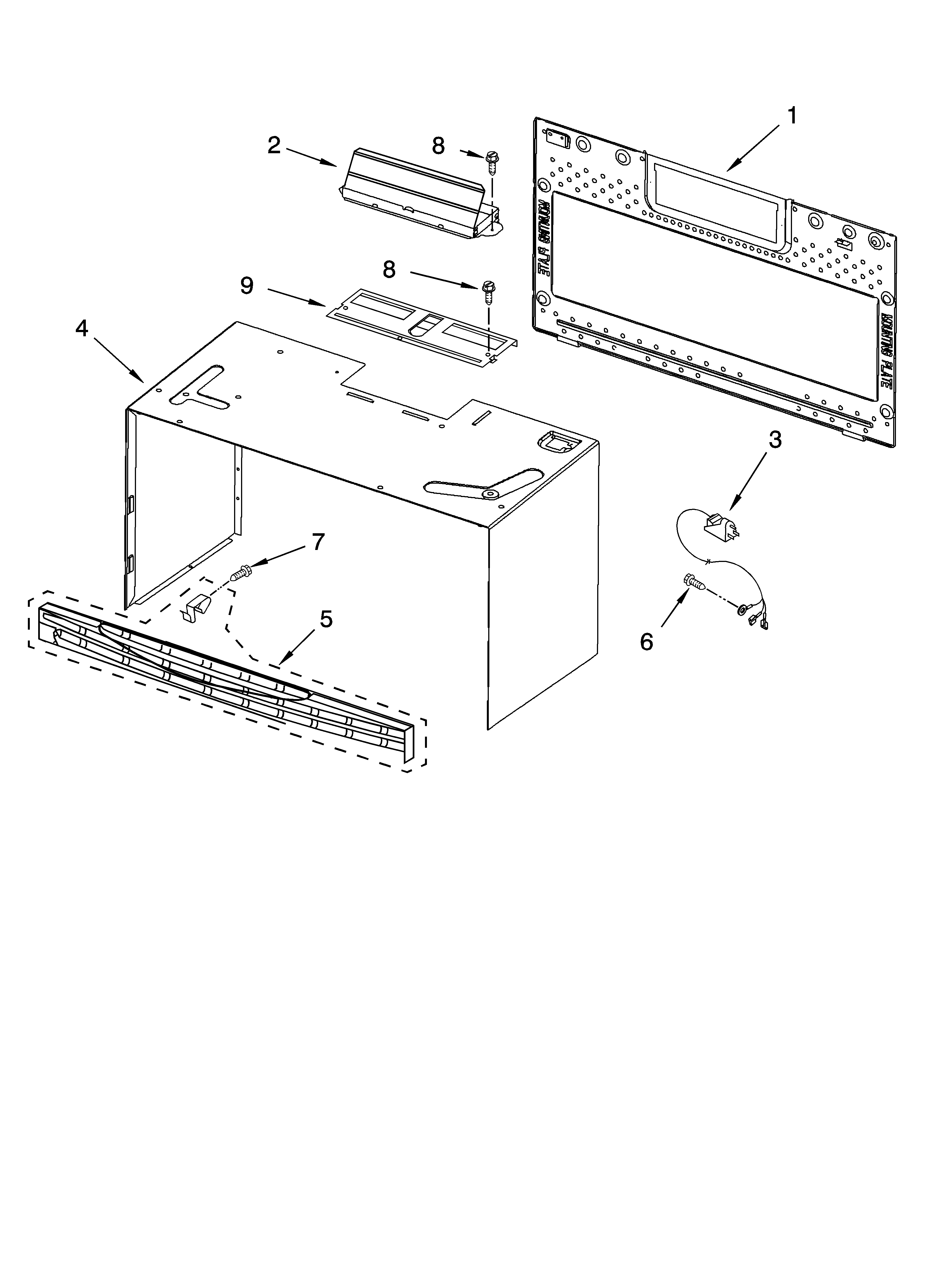 Cabinet and installation parts
