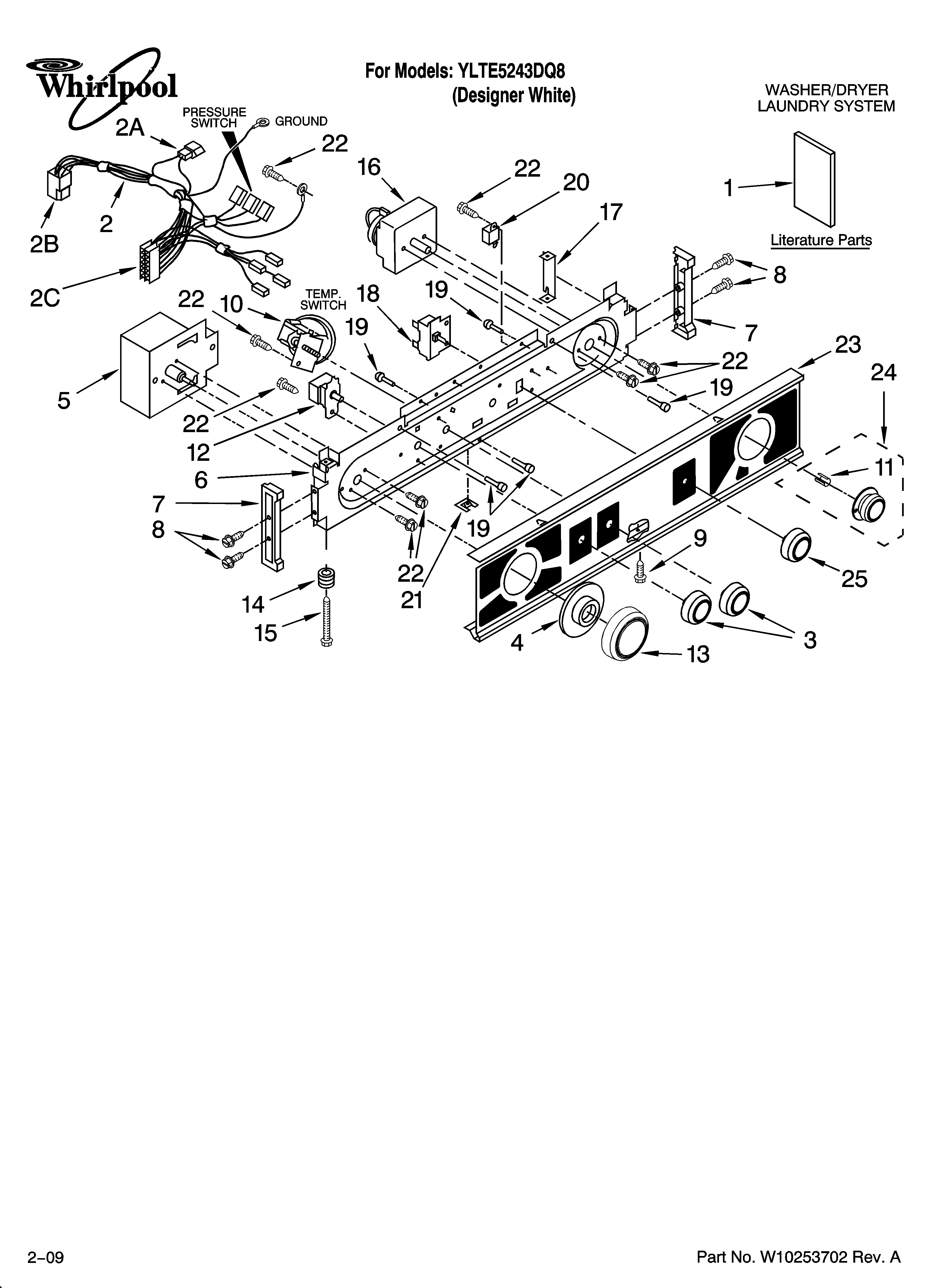 Washer/dryer control panel parts