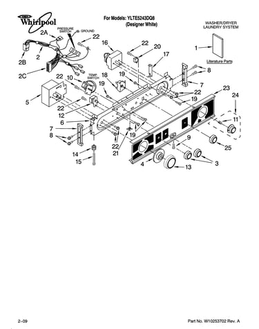 Washer/dryer control panel parts