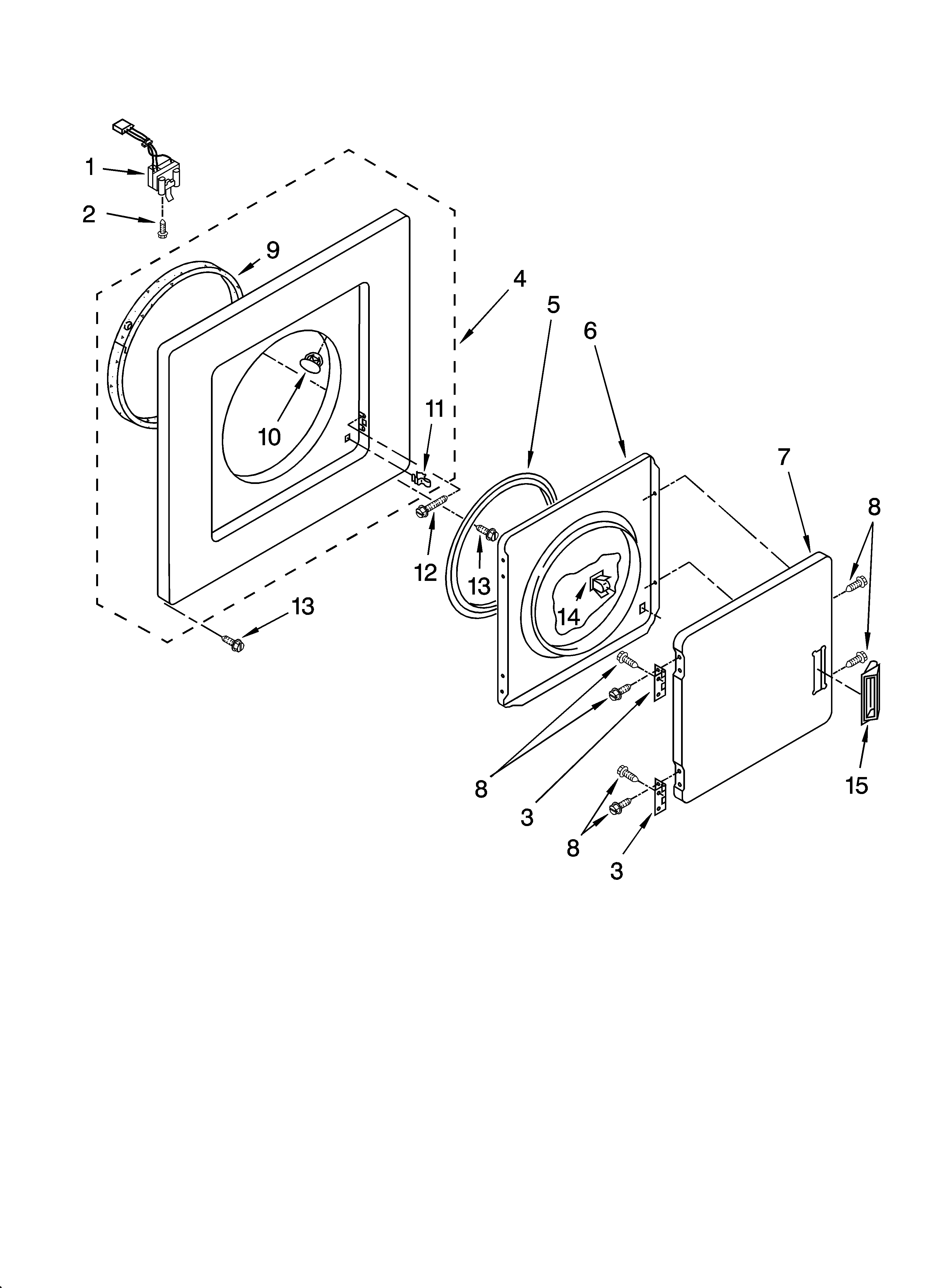 Dryer front panel and door parts