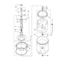 Whirlpool 3RLSQ8033SW1 agitator, basket and tub parts diagram