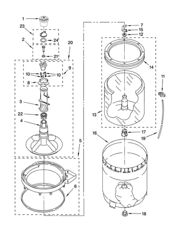 Agitator, basket and tub parts