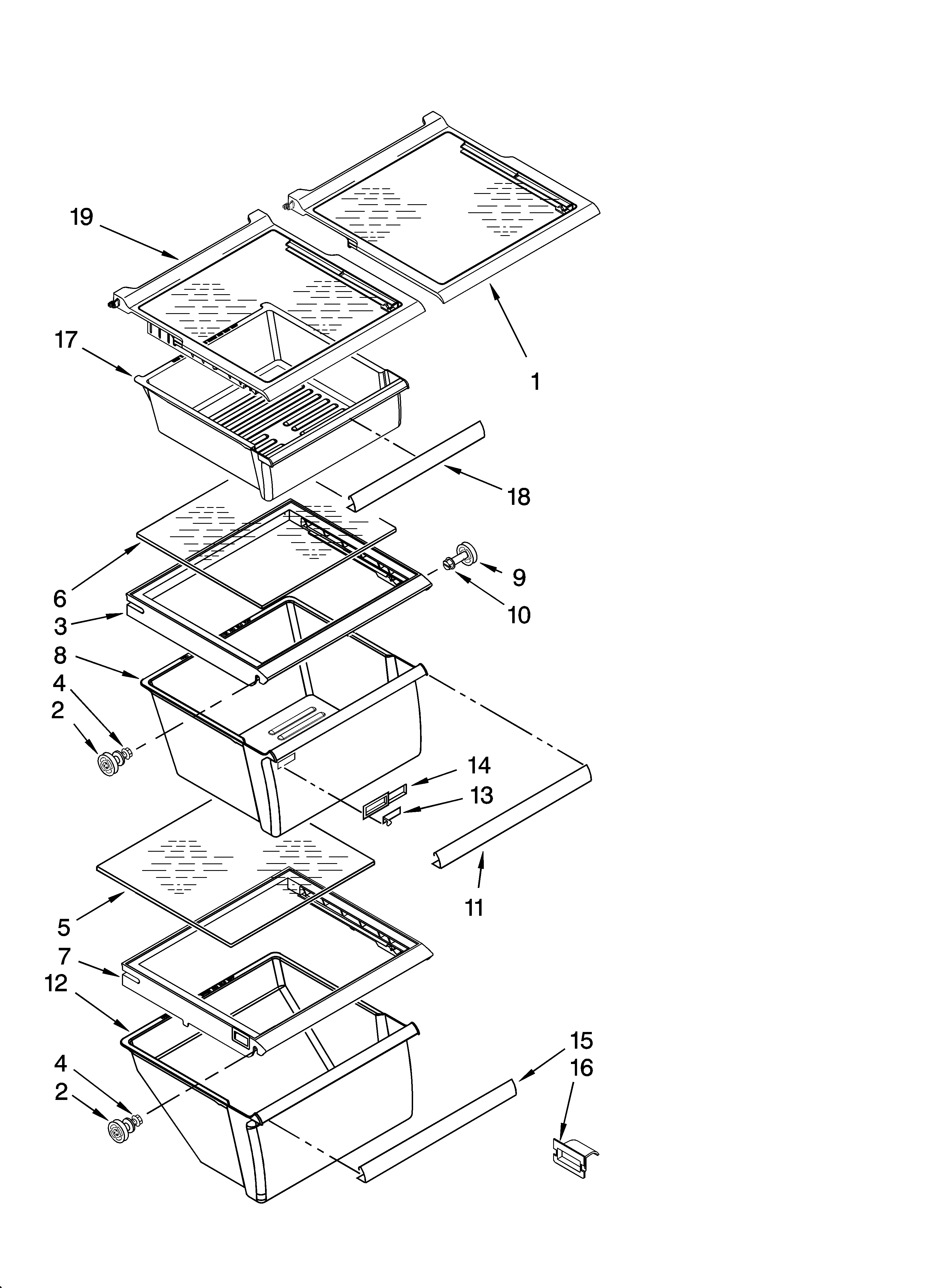 Refrigerator shelf parts